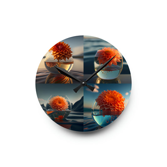 Acrylic Wall Clock Dahlia Orange 5