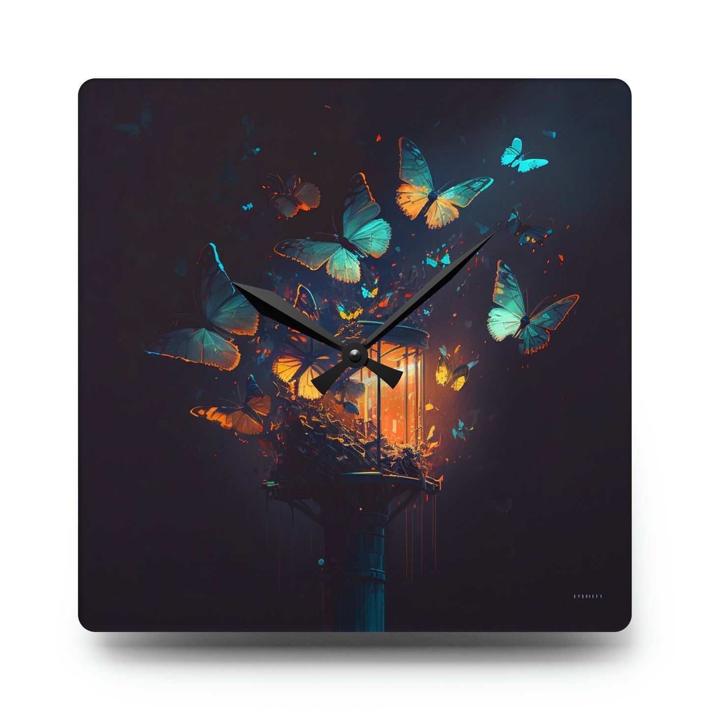 Acrylic Wall Clock Street Light Butterfly 1