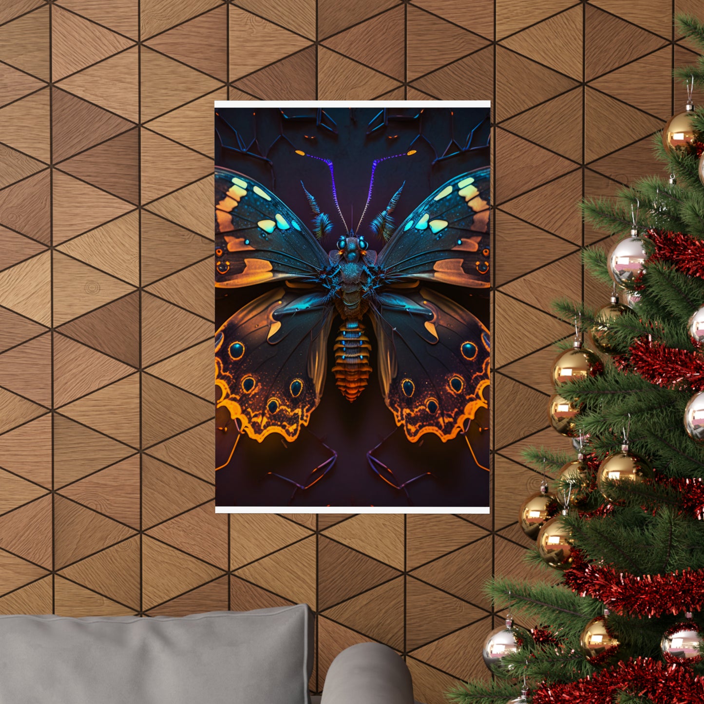 Premium Matte Vertical Posters Neon Hue Butterfly 2