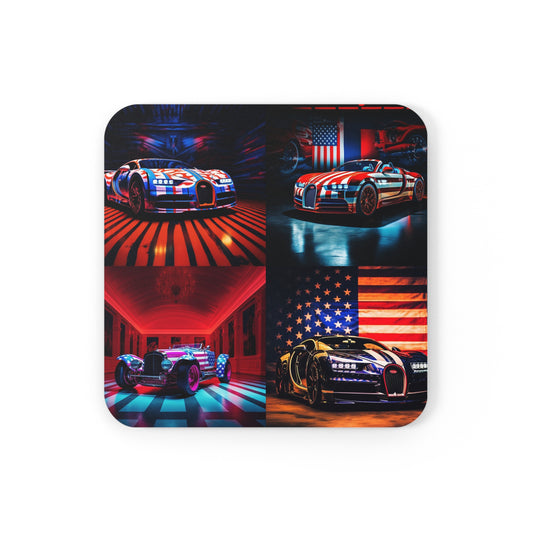 Corkwood Coaster Set Macro Bugatti American Flag 5