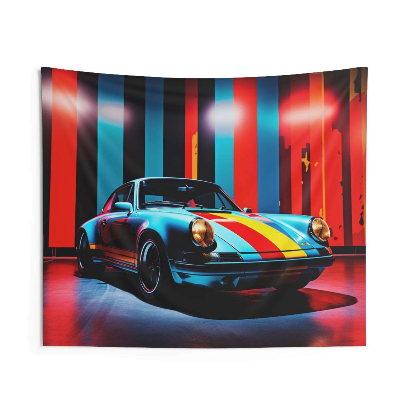 Indoor Wall Tapestries Macro American Flag Porsche 3