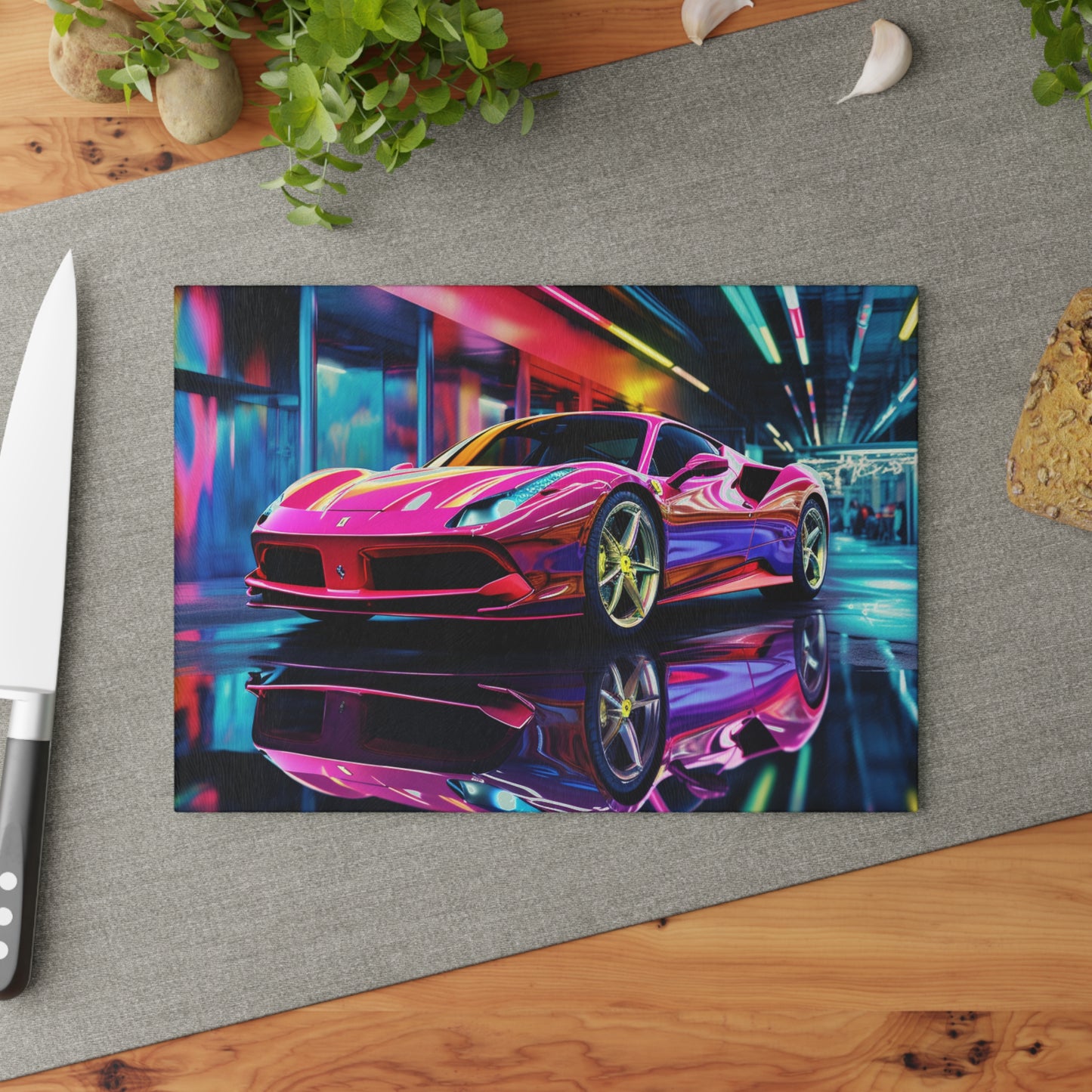 Glass Cutting Board Pink Macro Ferrari 4