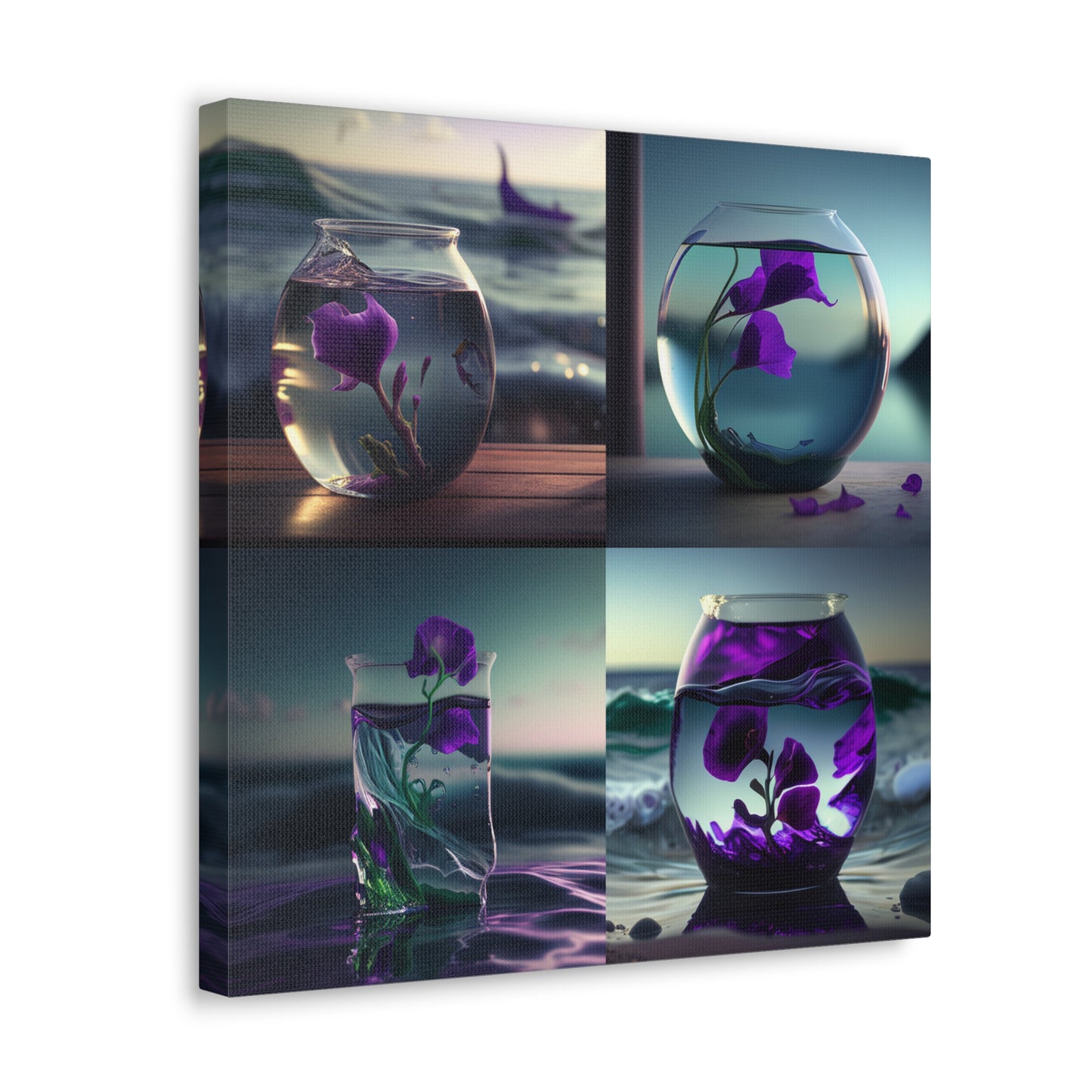 Canvas Gallery Wraps Purple Sweet pea in a vase 5