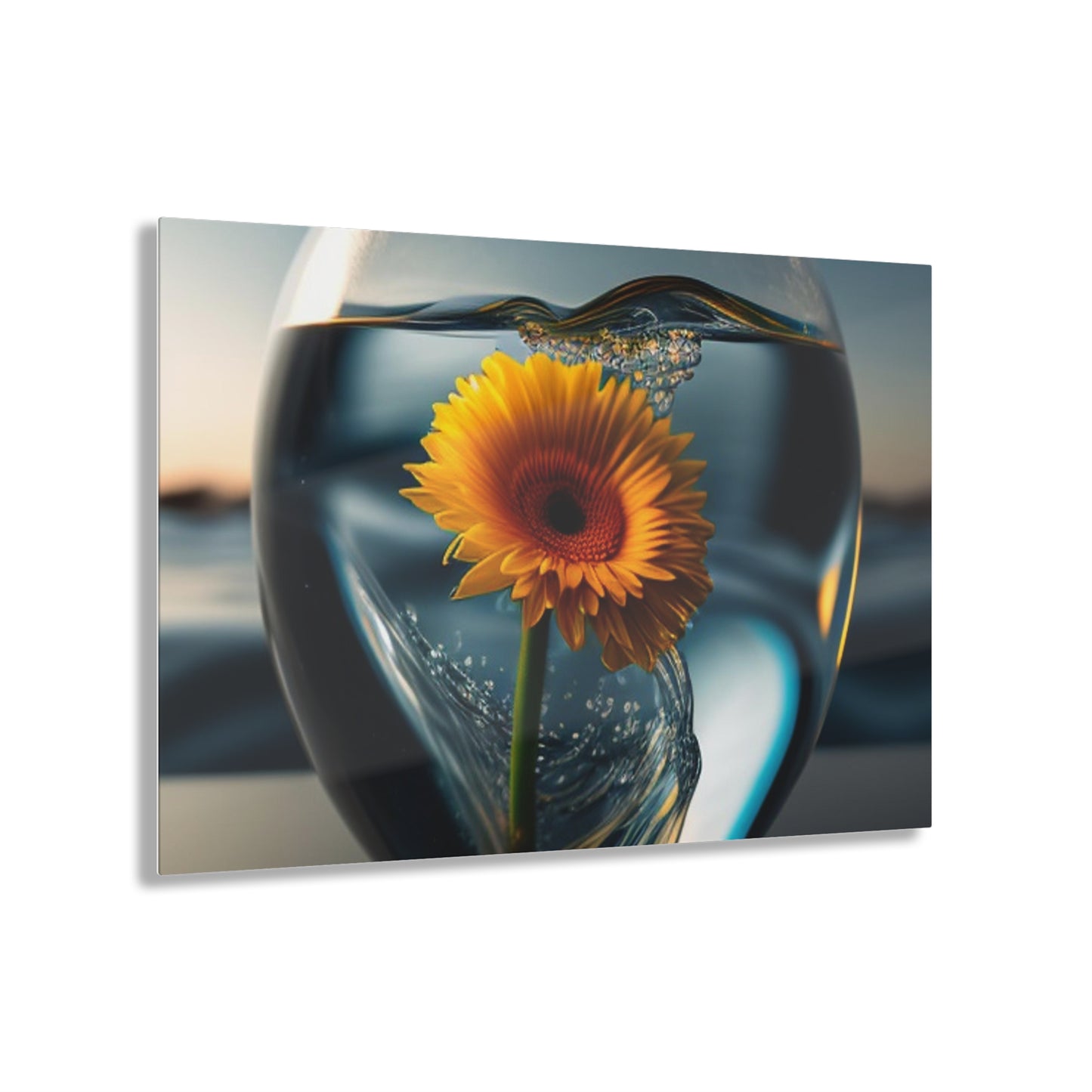 Acrylic Prints yello Gerbera glass 3