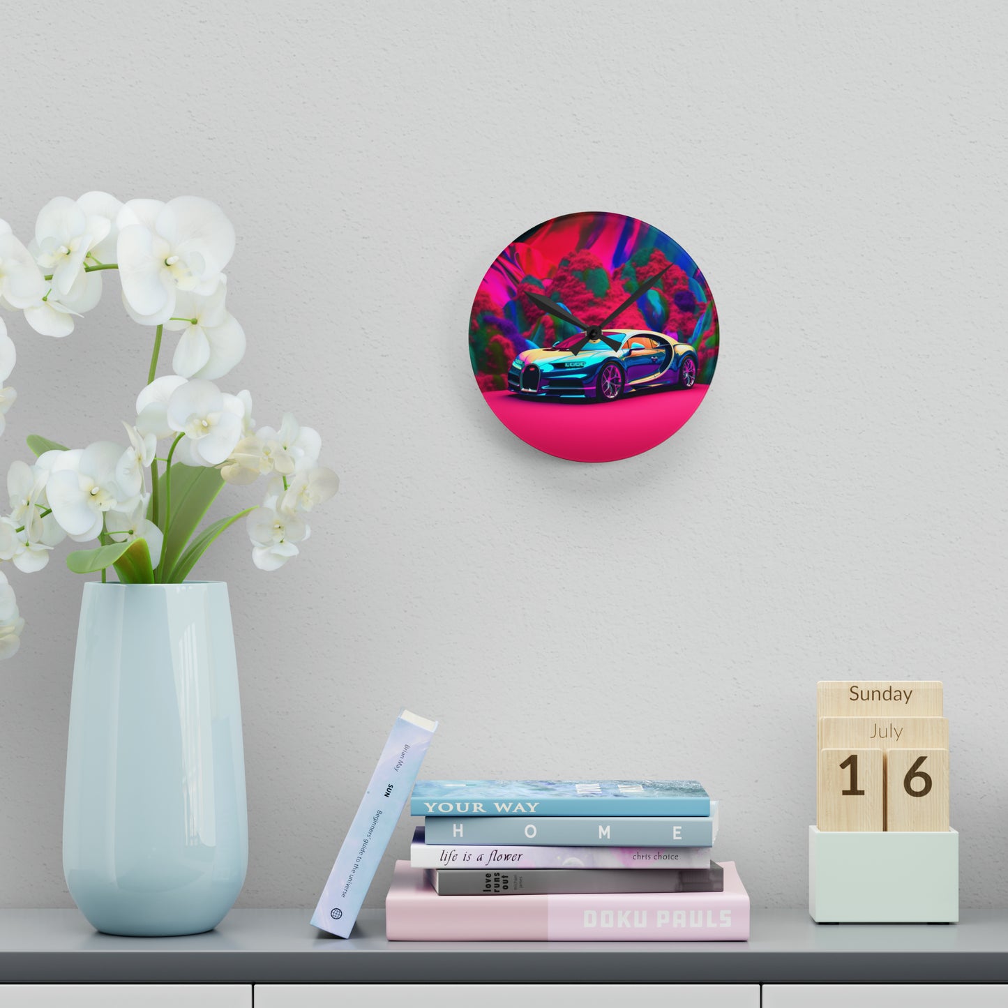 Acrylic Wall Clock Florescent Bugatti Flair 4