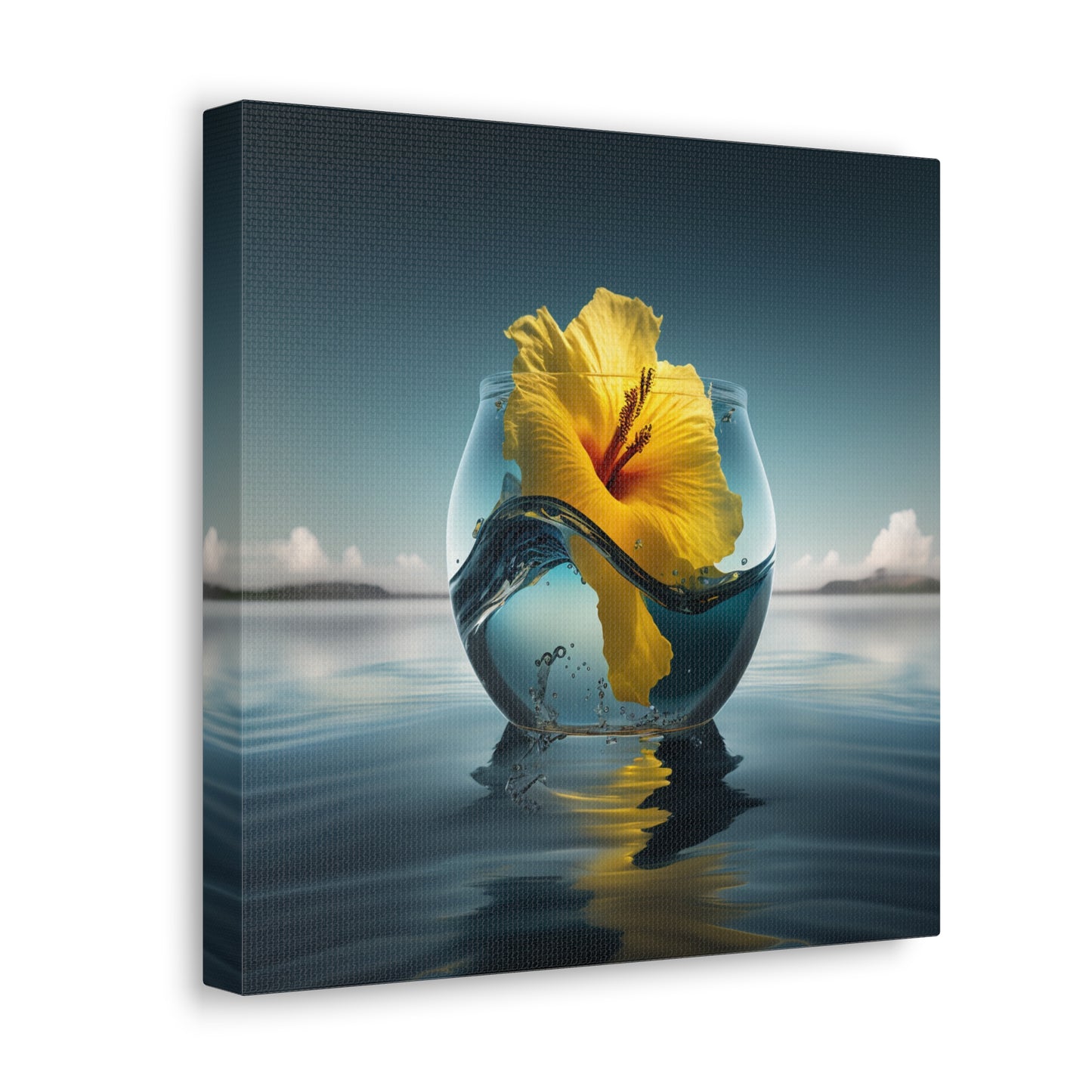 Canvas Gallery Wraps Yellow Hibiscus glass 4