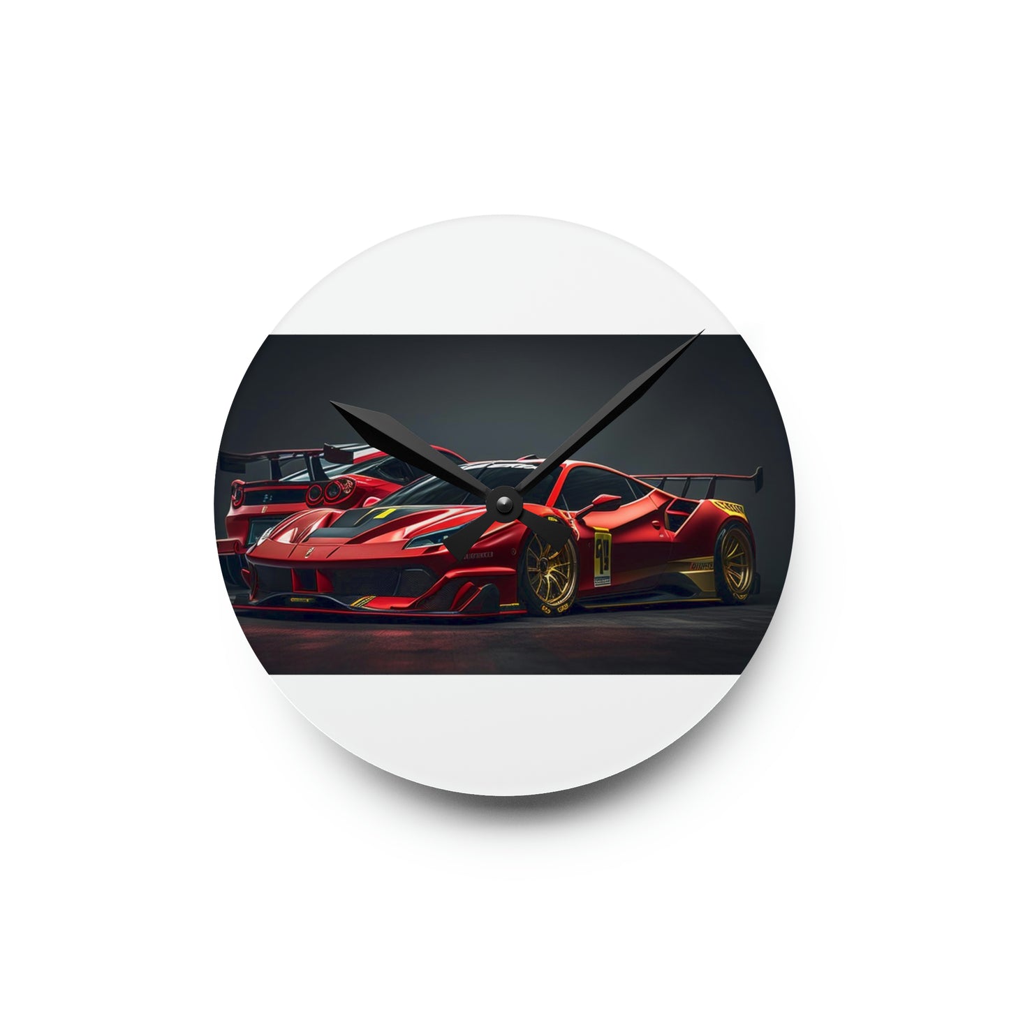 Acrylic Wall Clock Ferrari Red 3