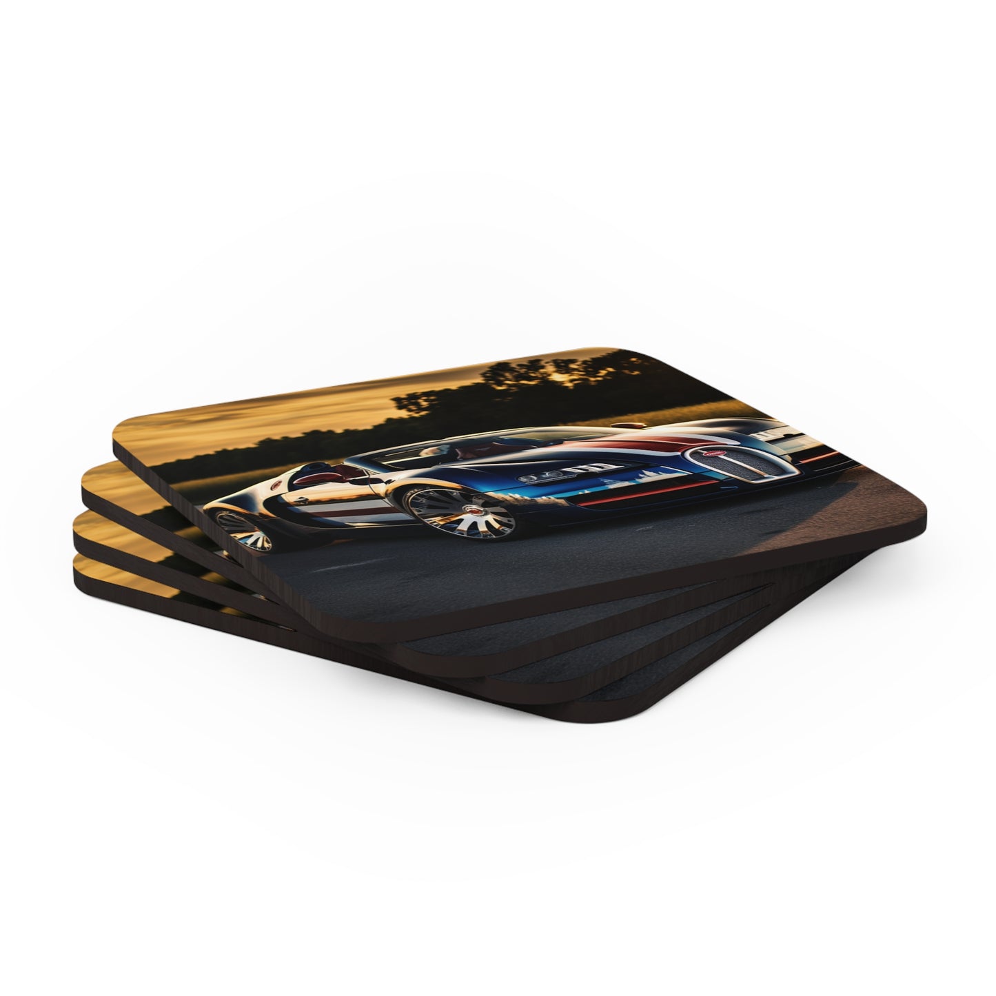 Corkwood Coaster Set Bugatti Flag American 3