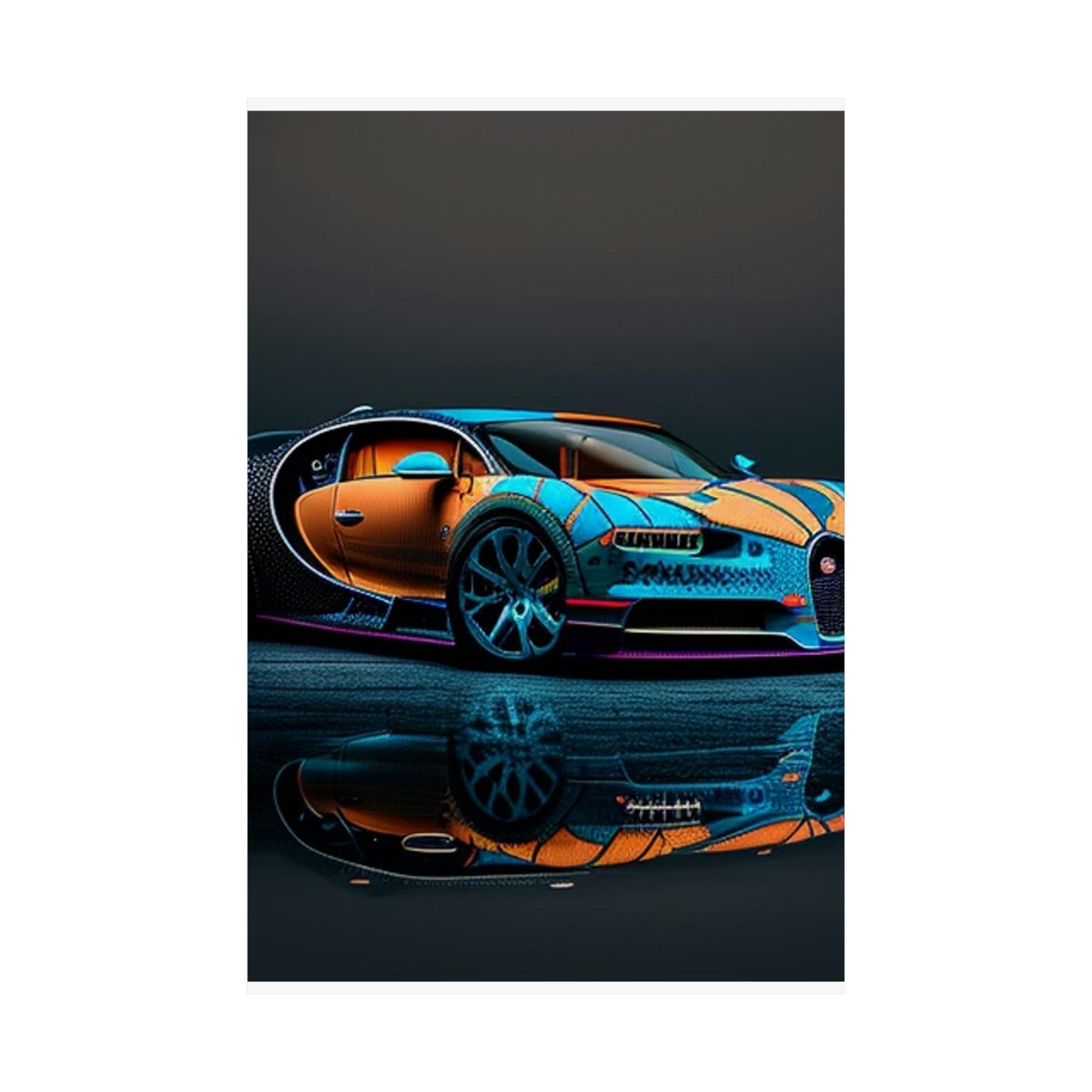 Premium Matte Vertical Posters Bugatti Blue 1