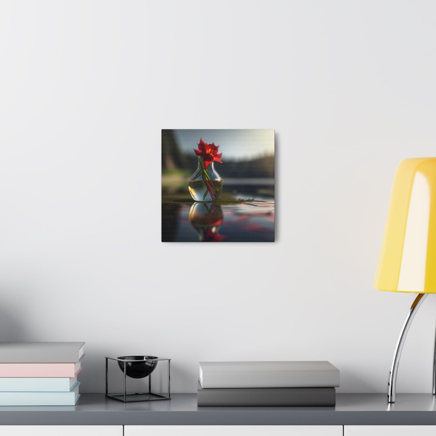 Canvas Gallery Wraps Red Lily in a Glass vase 3