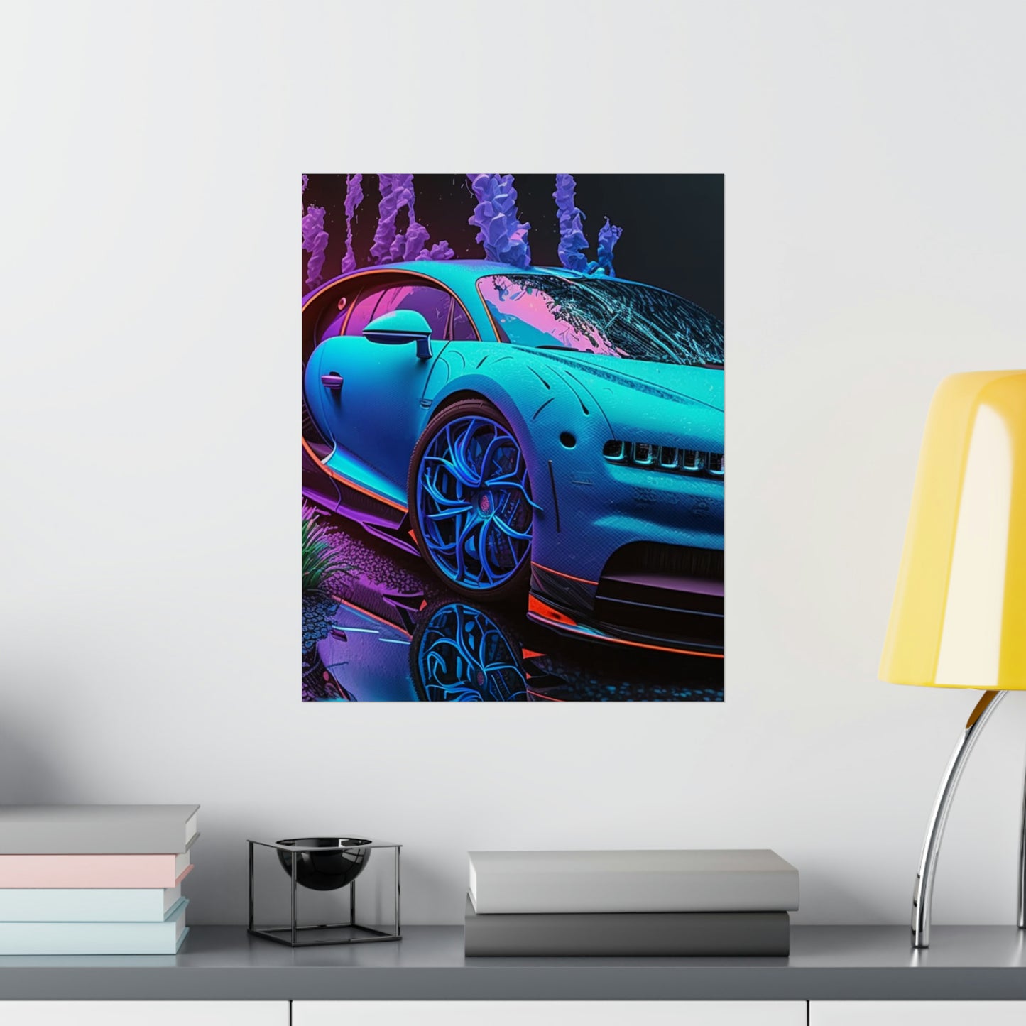 Premium Matte Vertical Posters Bugatti Neon Chiron 2