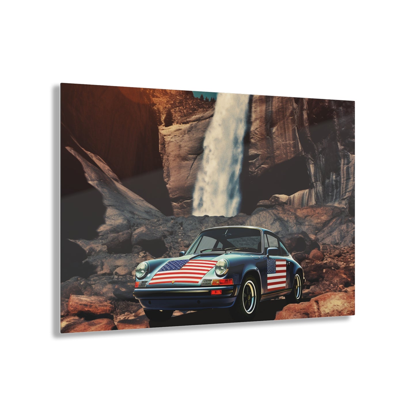 Acrylic Prints American Flag Porsche Abstract 2