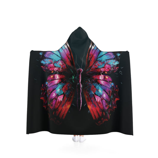 Hooded Blanket Hyper Colorful Butterfly Macro 3