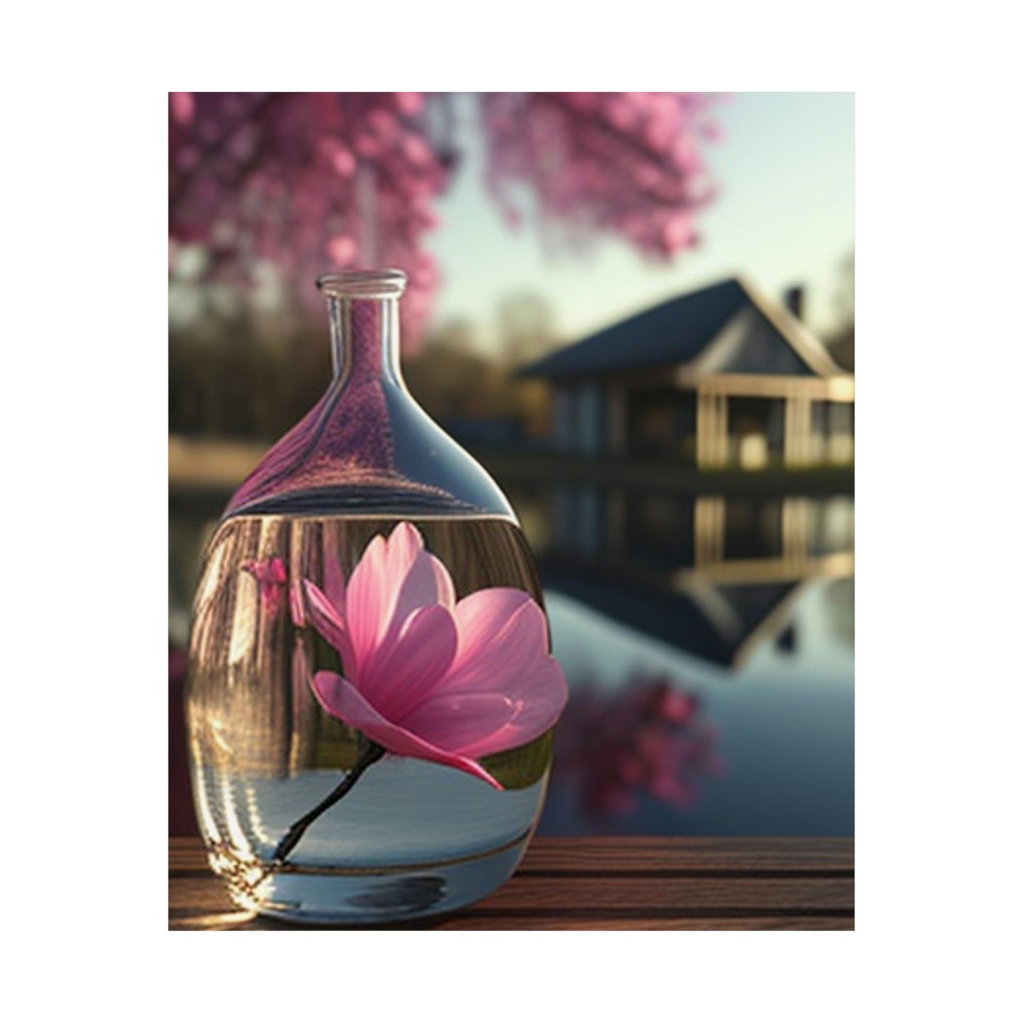 Premium Matte Vertical Posters Magnolia in a Glass vase 2