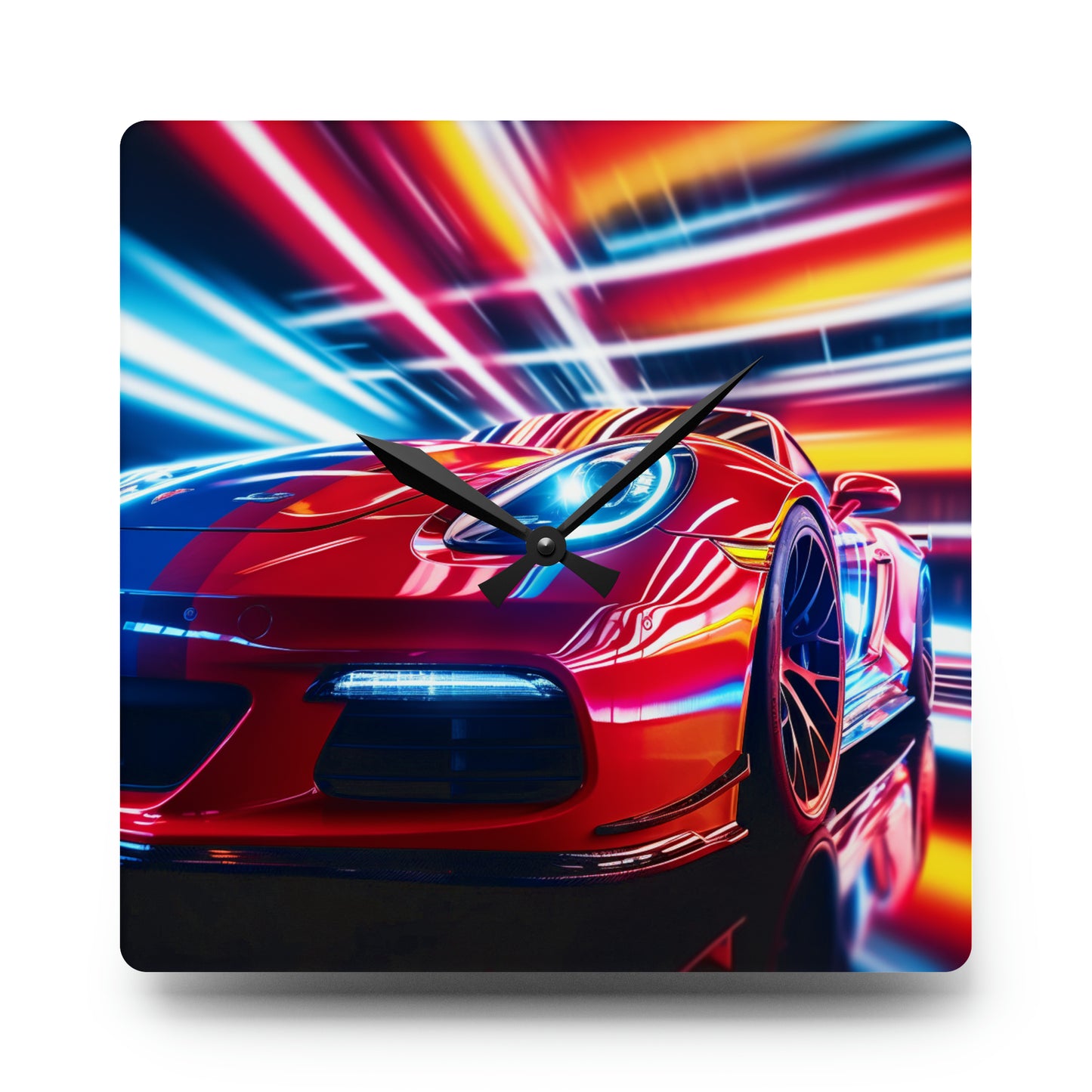 Acrylic Wall Clock Macro Flag Ferrari 1