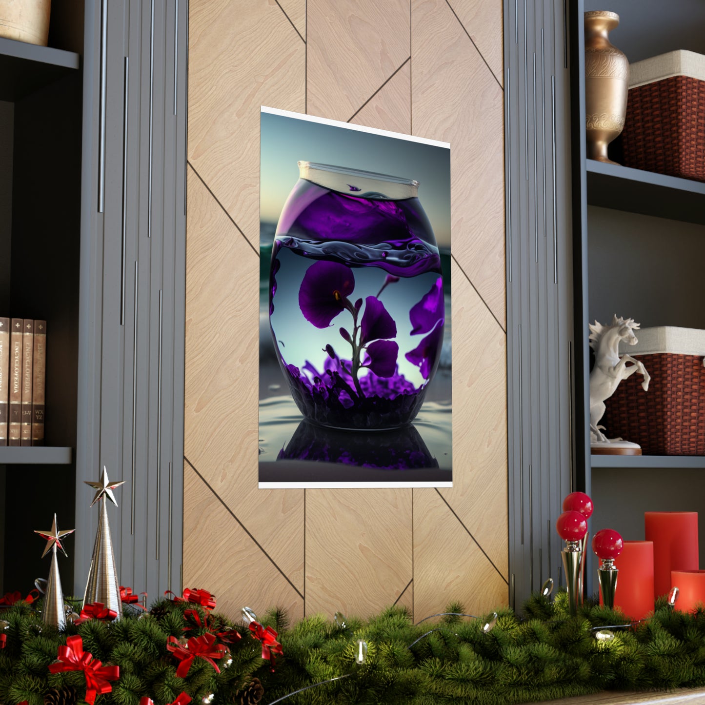 Premium Matte Vertical Posters Purple Sweet pea in a vase 4