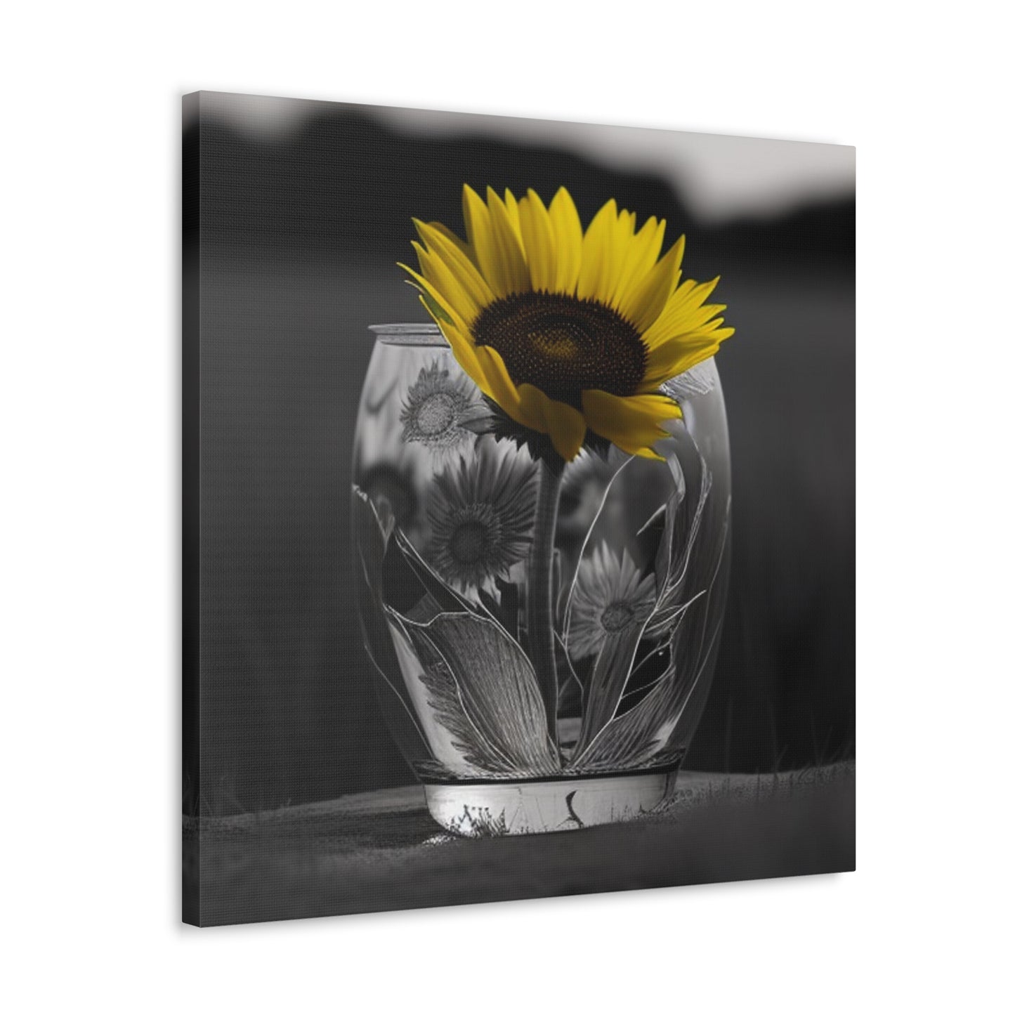 Canvas Gallery Wraps Yellw Sunflower in a vase 1