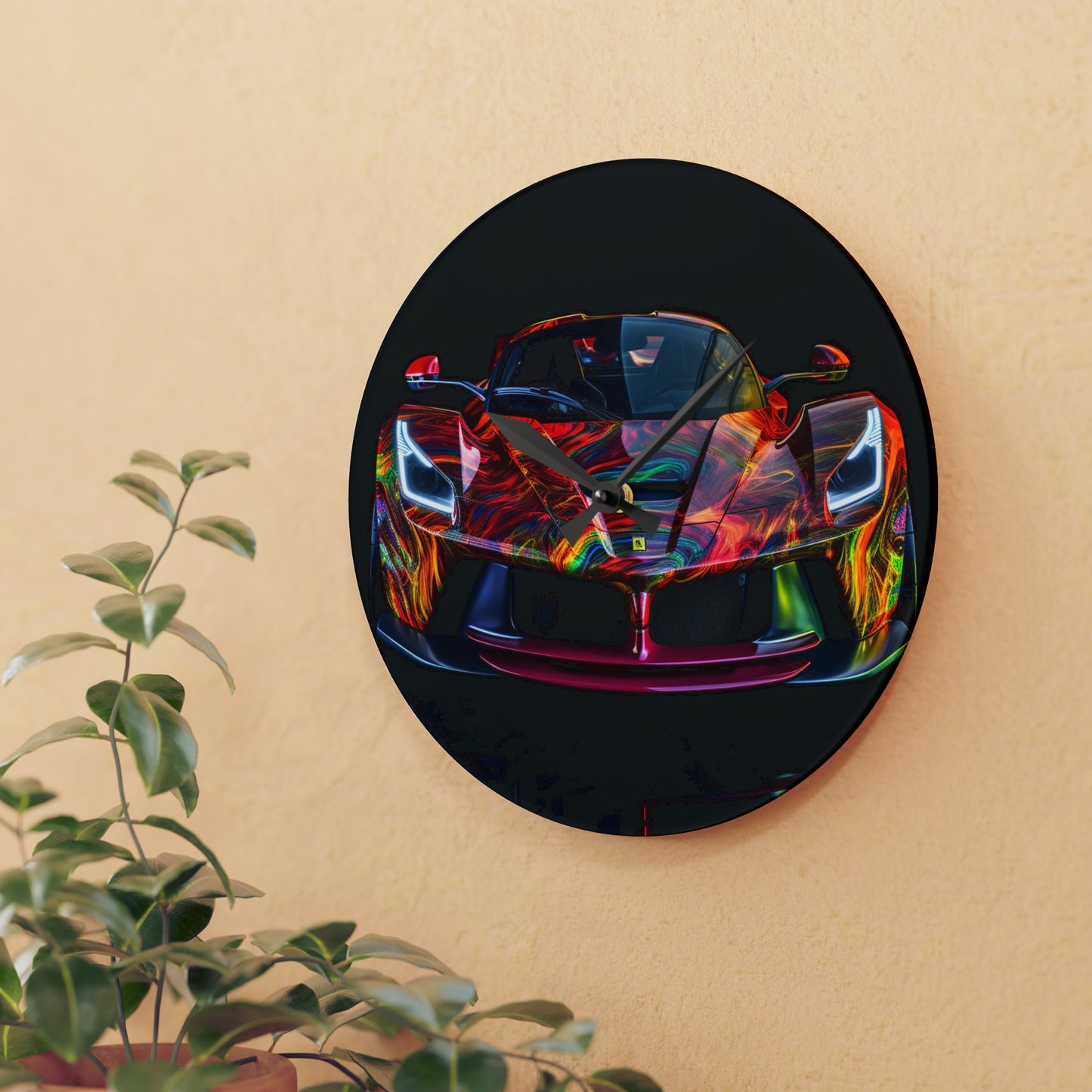 Acrylic Wall Clock Ferrari Neon 3