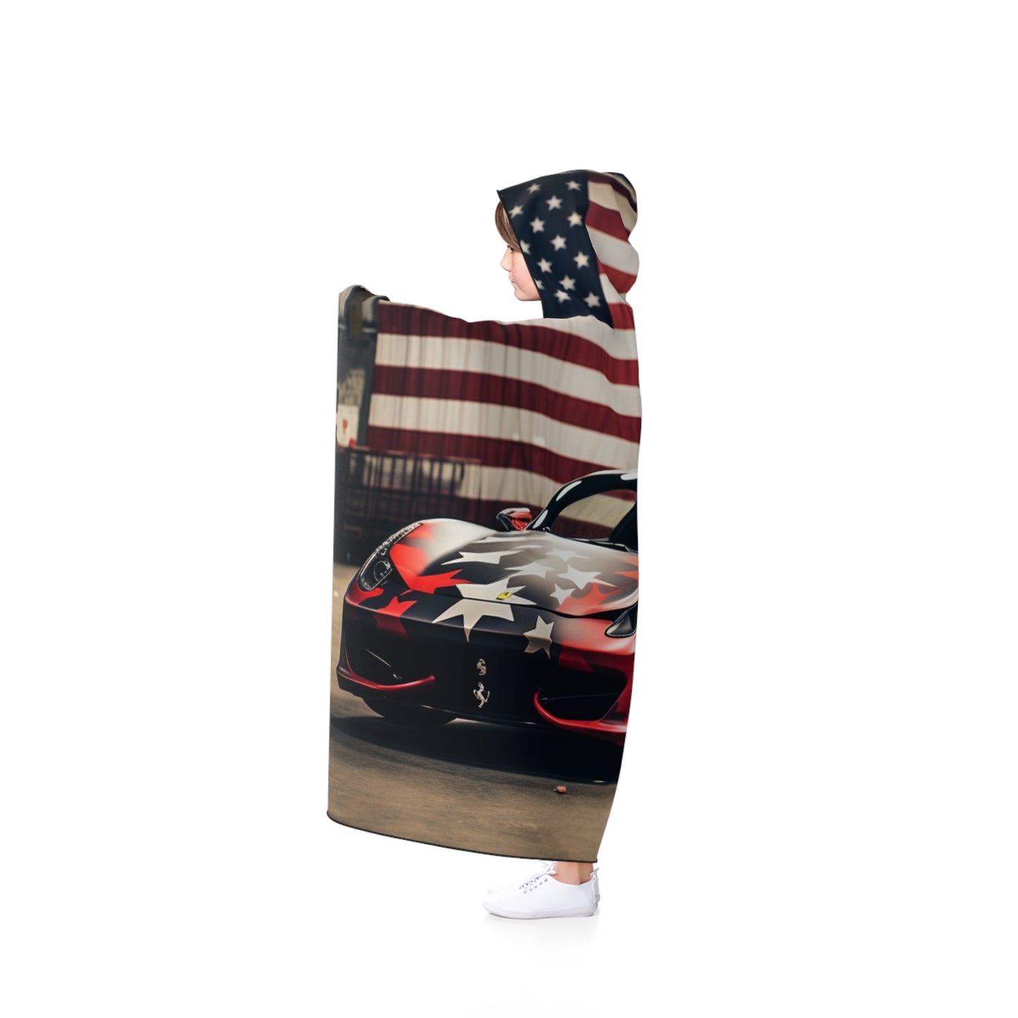 Hooded Blanket American Flag Farrari 1