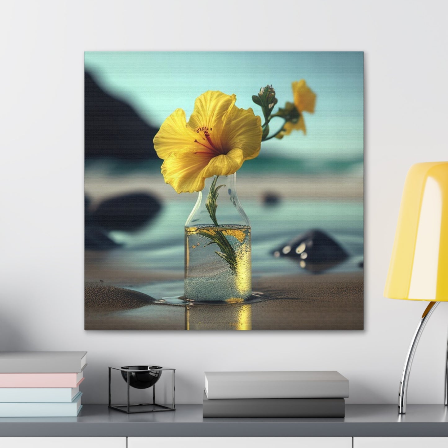 Canvas Gallery Wraps Yellow Hibiscus glass 3