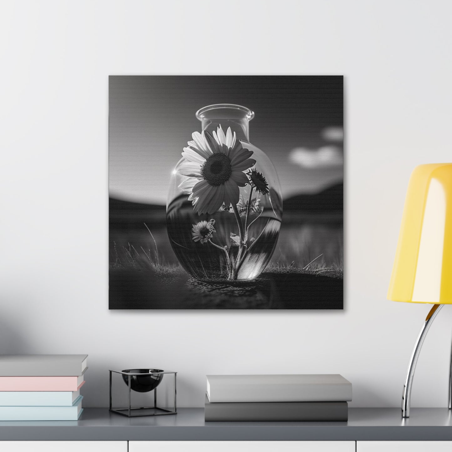 Canvas Gallery Wraps Yellw Sunflower in a vase 4