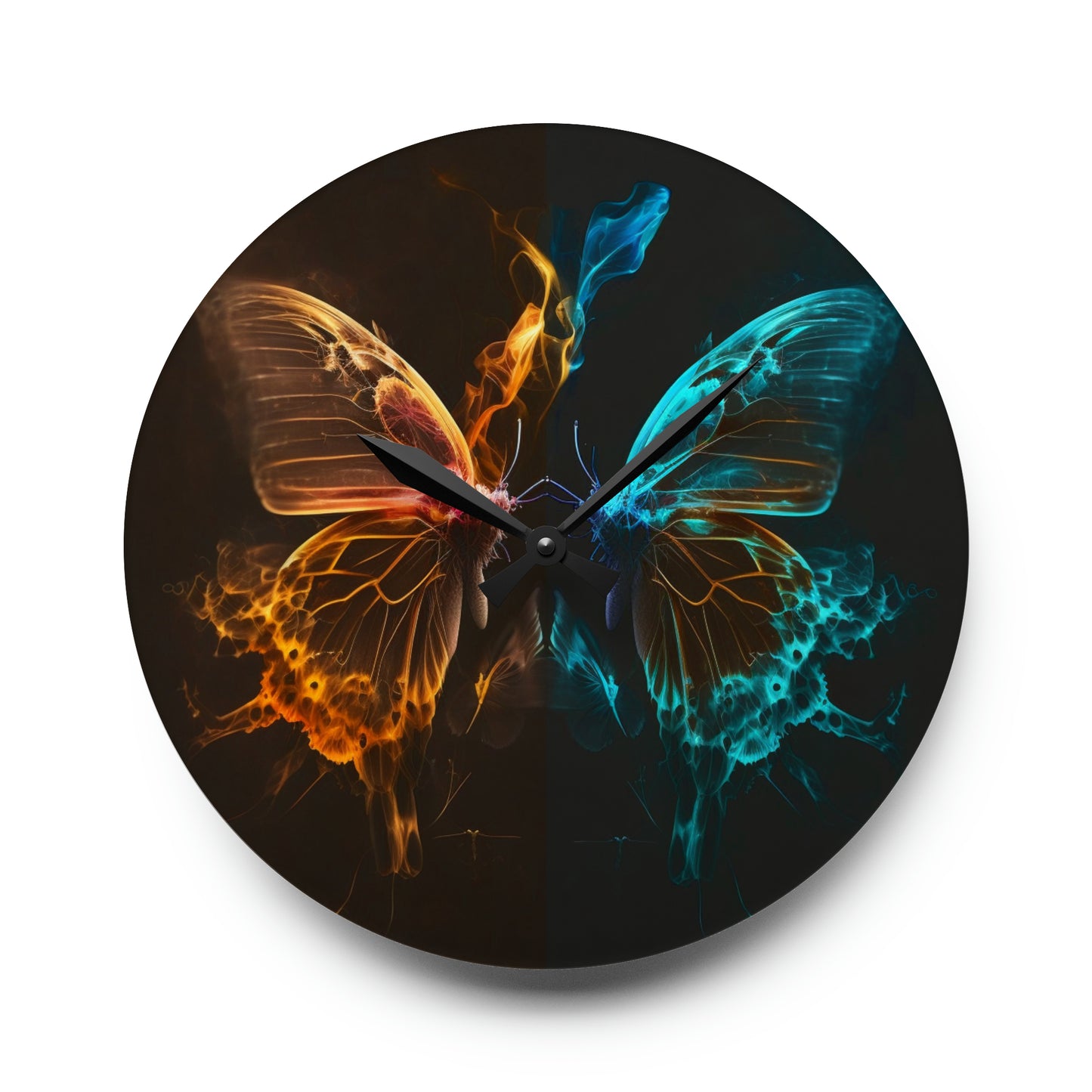 Acrylic Wall Clock Kiss Neon Butterfly 10