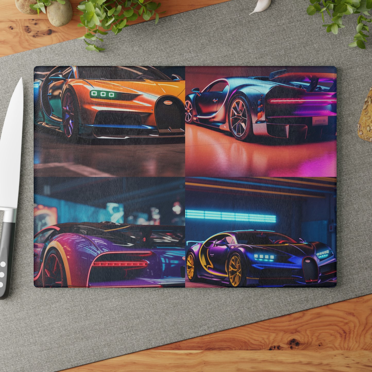 Glass Cutting Board Hyper Bugatti Neon Chiron 5