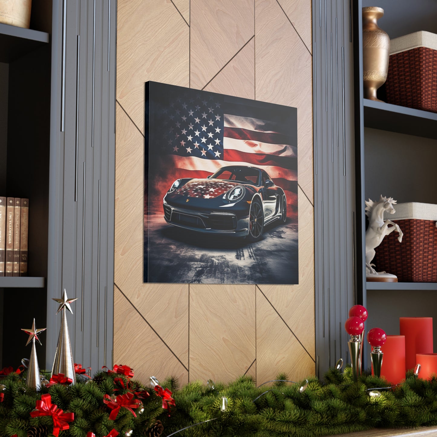 Canvas Gallery Wraps Abstract American Flag Background Porsche 2