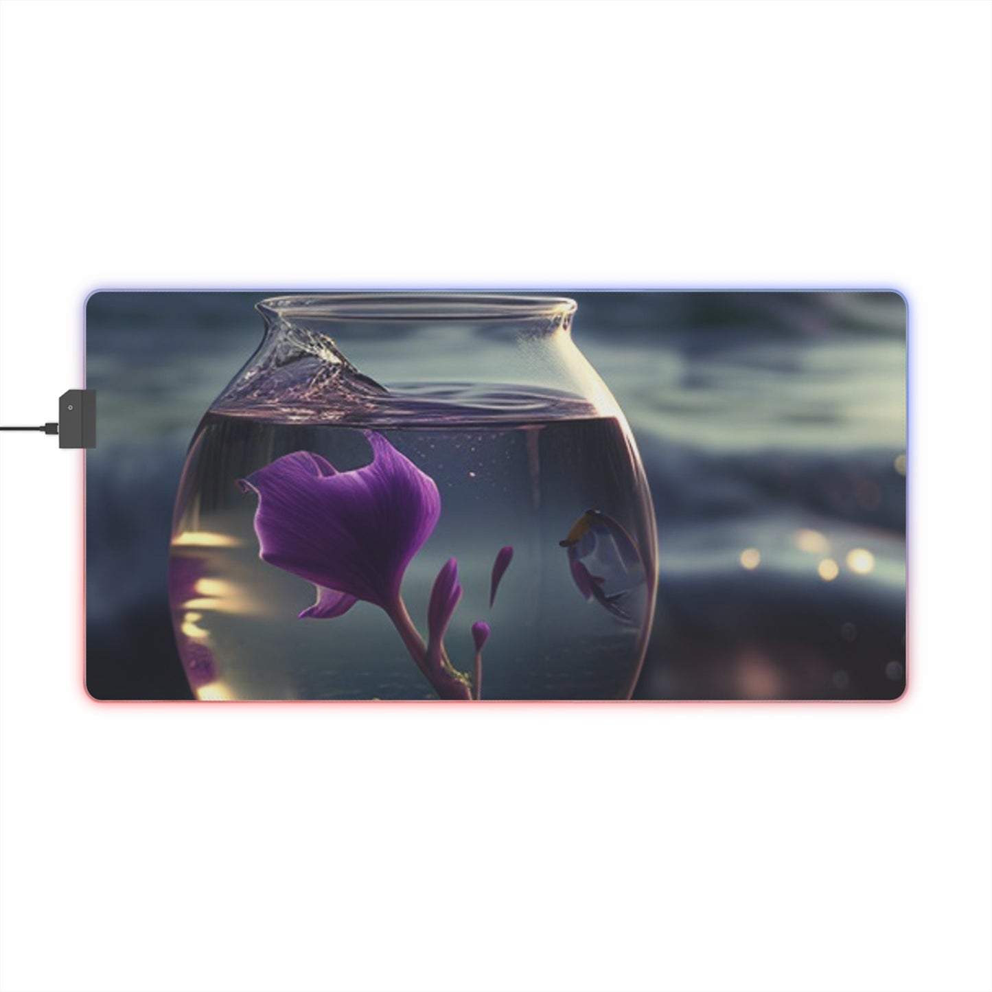 LED Gaming Mouse Pad Purple Sweet pea in a vase 1