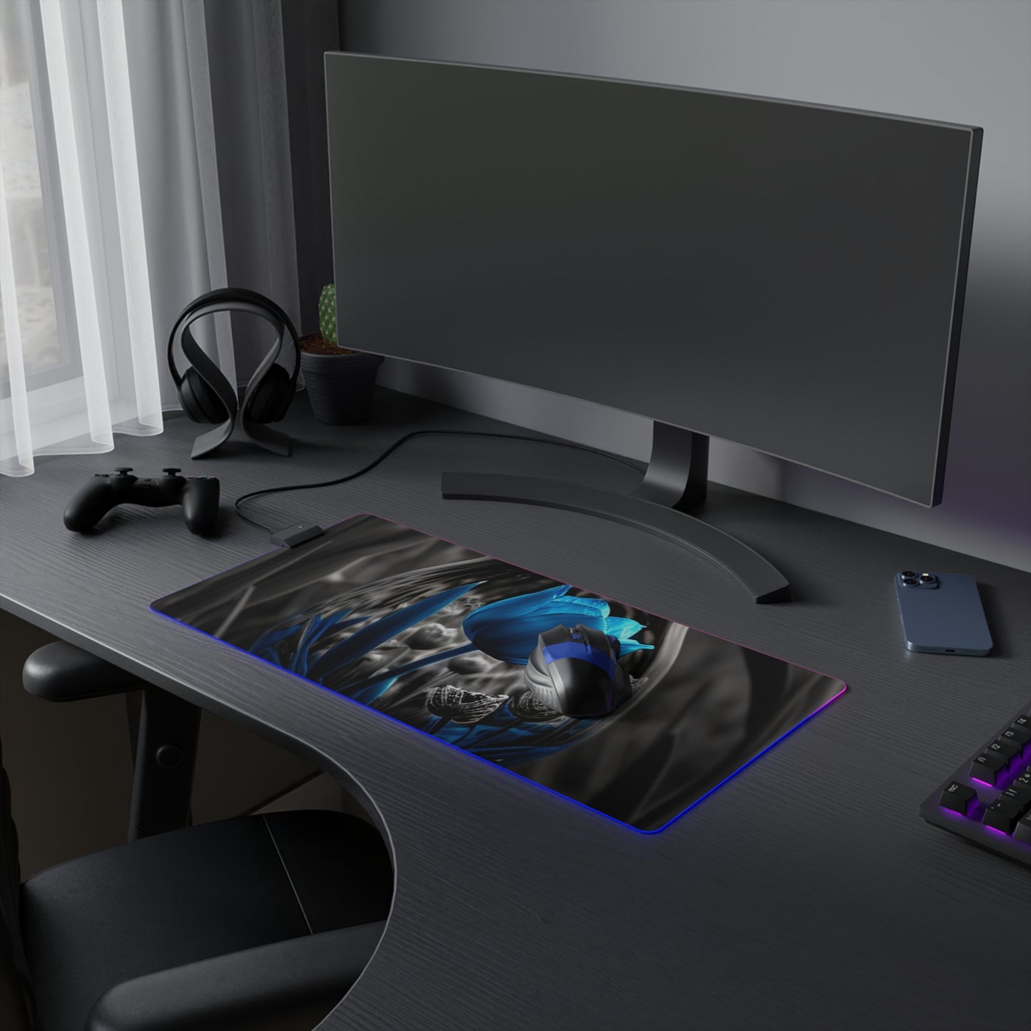 LED Gaming Mouse Pad Tulip Blue 4