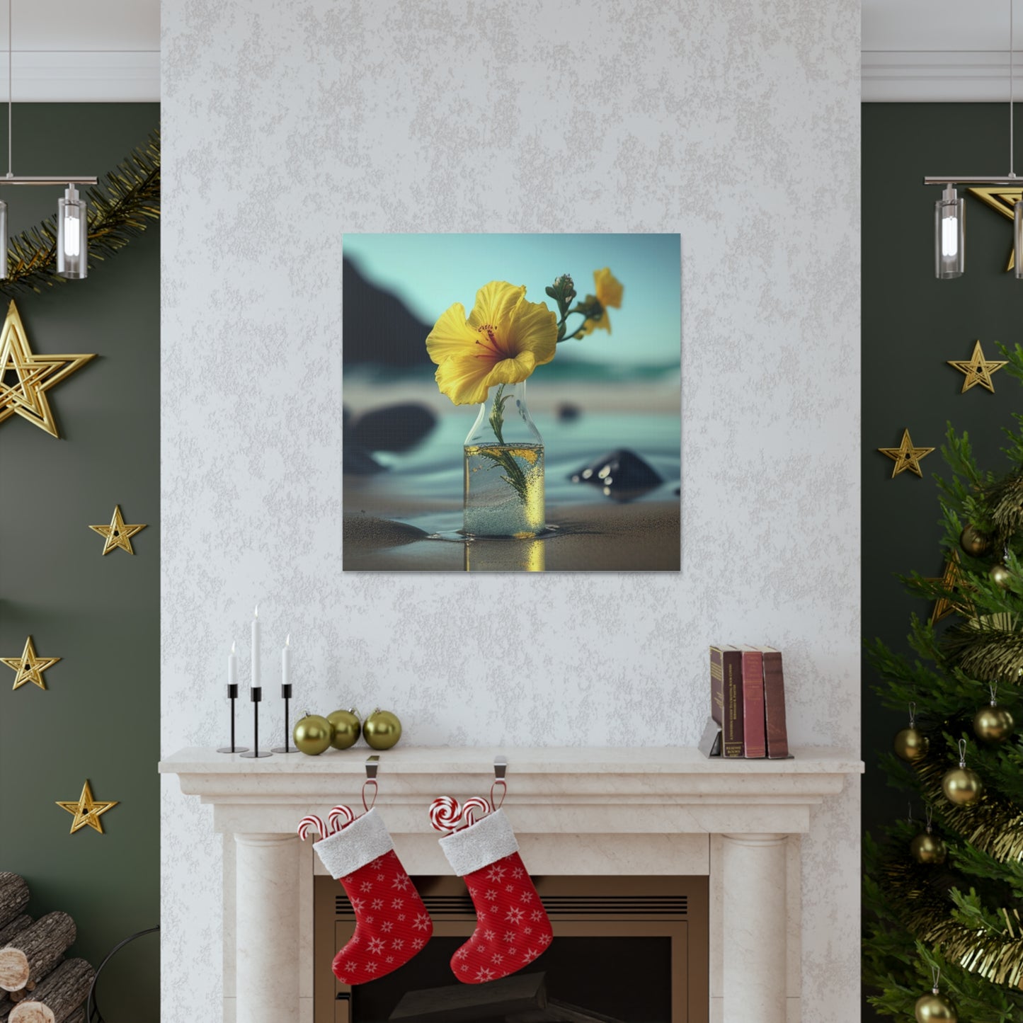 Canvas Gallery Wraps Yellow Hibiscus glass 3