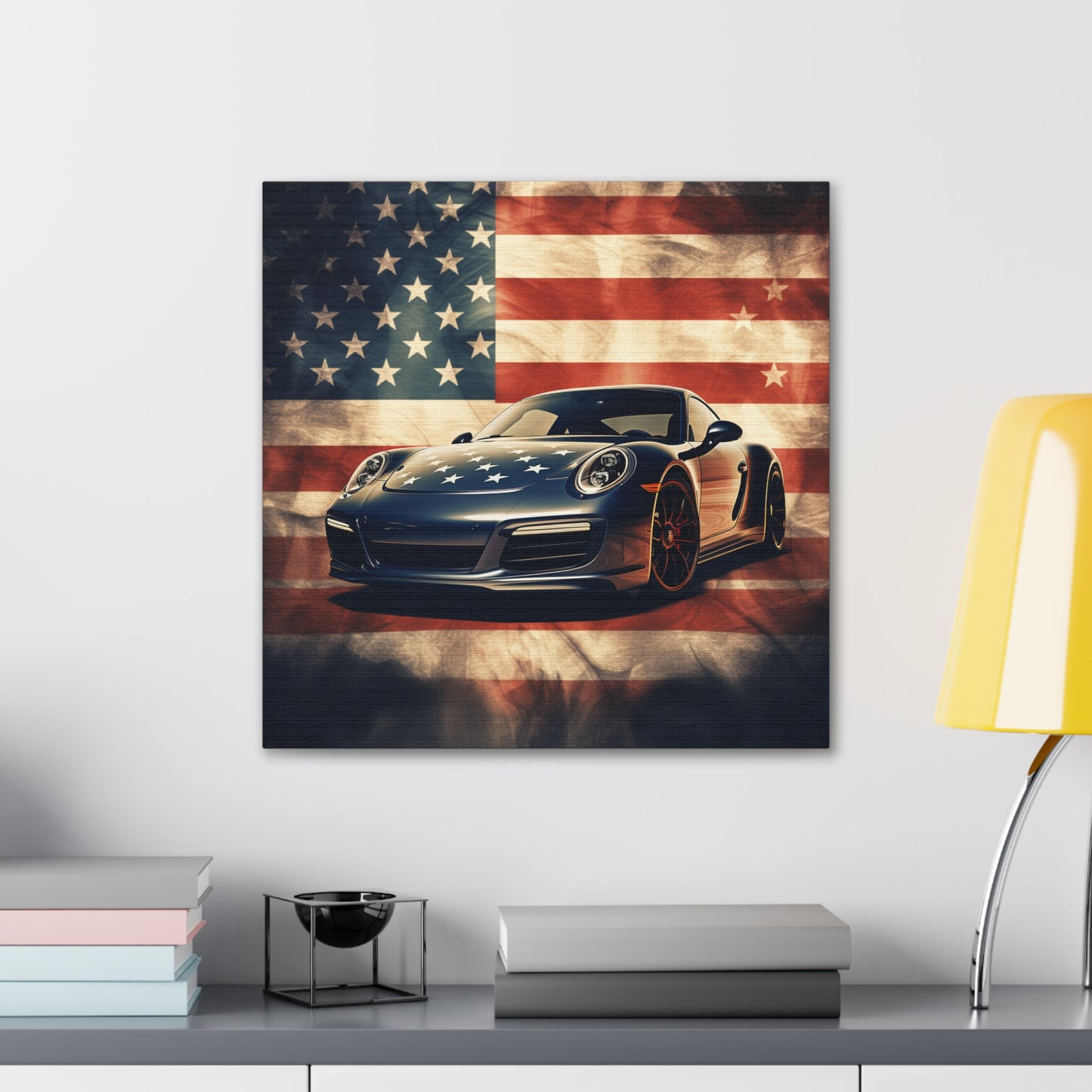 Canvas Gallery Wraps Abstract American Flag Background Porsche 3