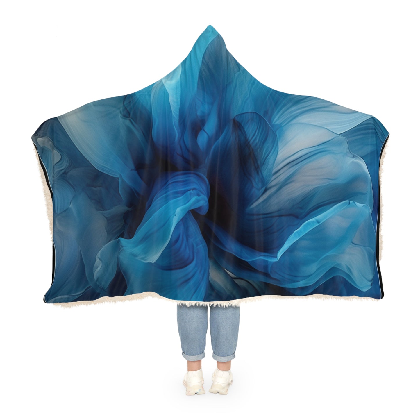 Snuggle Hooded Blanket Blue Tluip Abstract 2