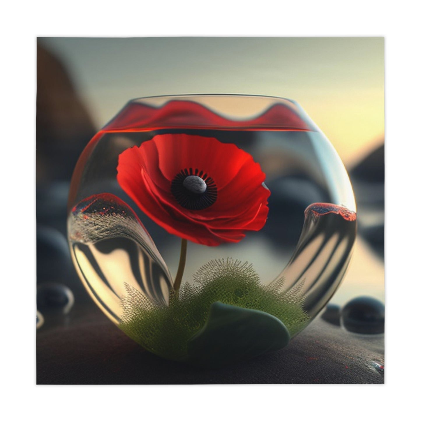 Tablecloth Red Anemone in a Vase 3