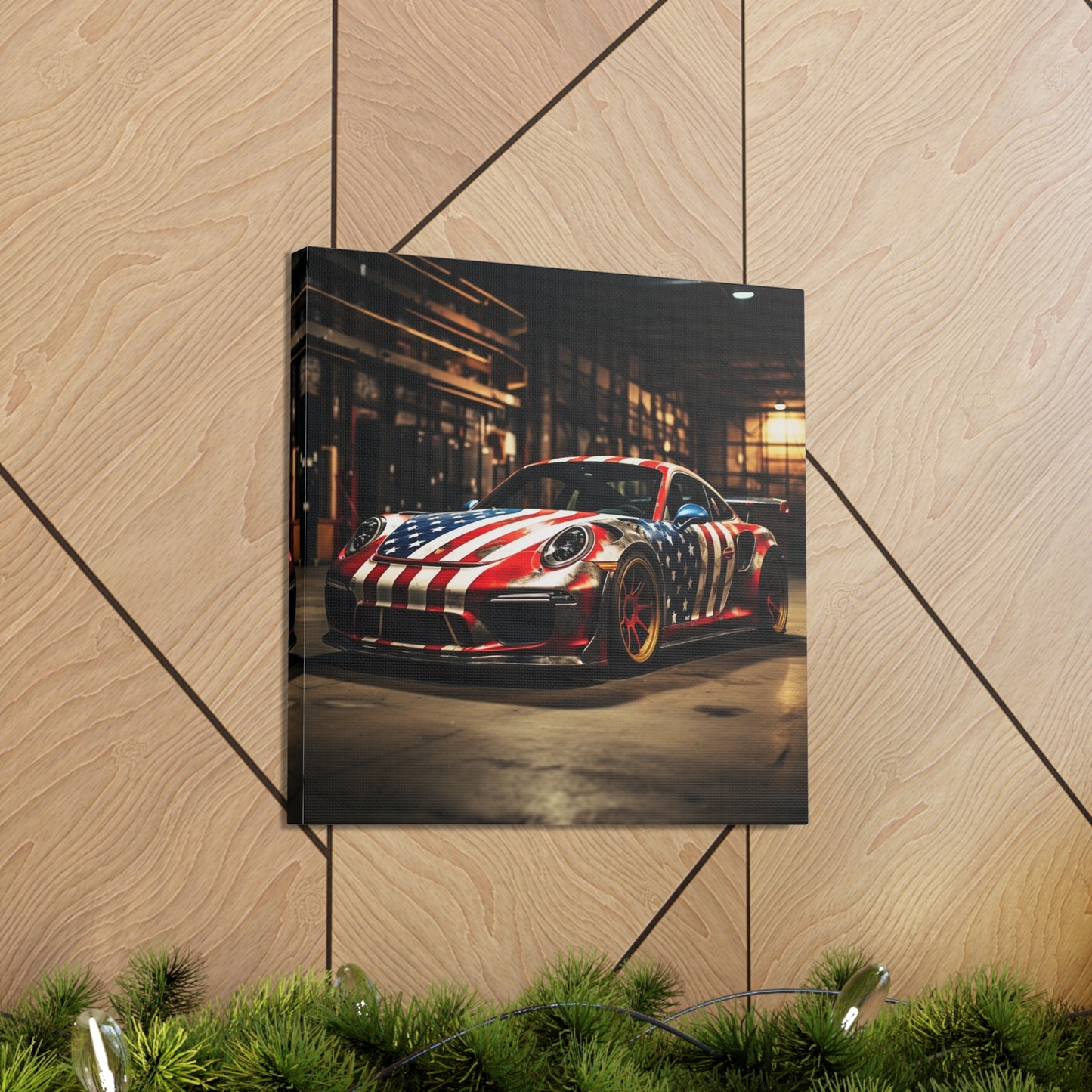 Canvas Gallery Wraps American Flag Porsche 4