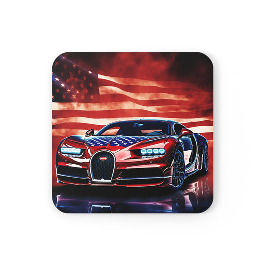 Corkwood Coaster Set Abstract American Flag Background Bugatti 3