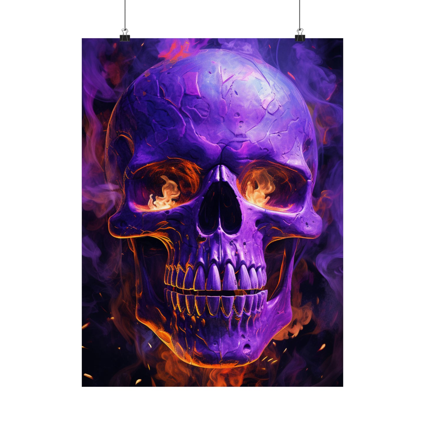 Premium Matte Vertical Posters Skull Flames 1