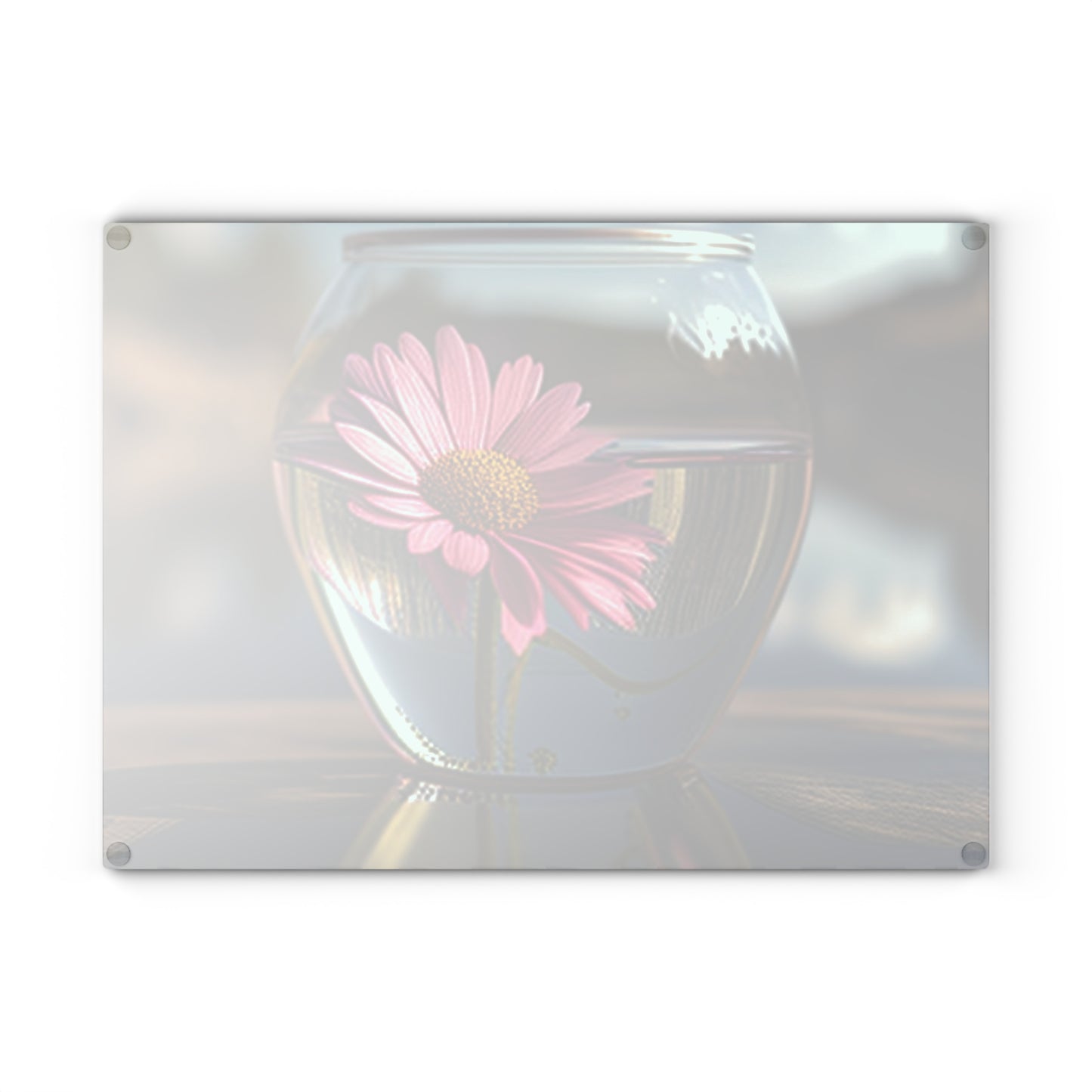 Glass Cutting Board Pink Daisy 3