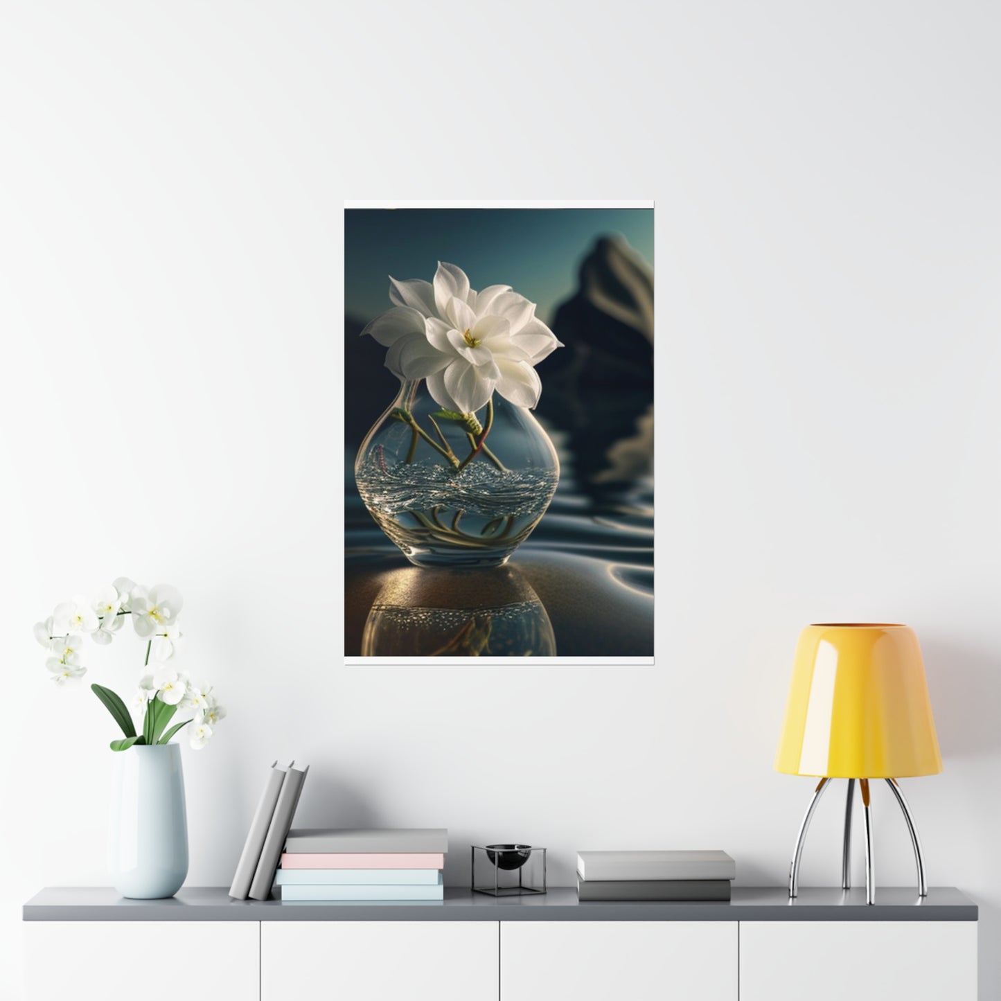 Premium Matte Vertical Posters Jasmine glass vase 4