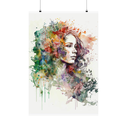 Premium Matte Vertical Posters Mother Nature Bright Spring Colors Realistic Watercolor 3