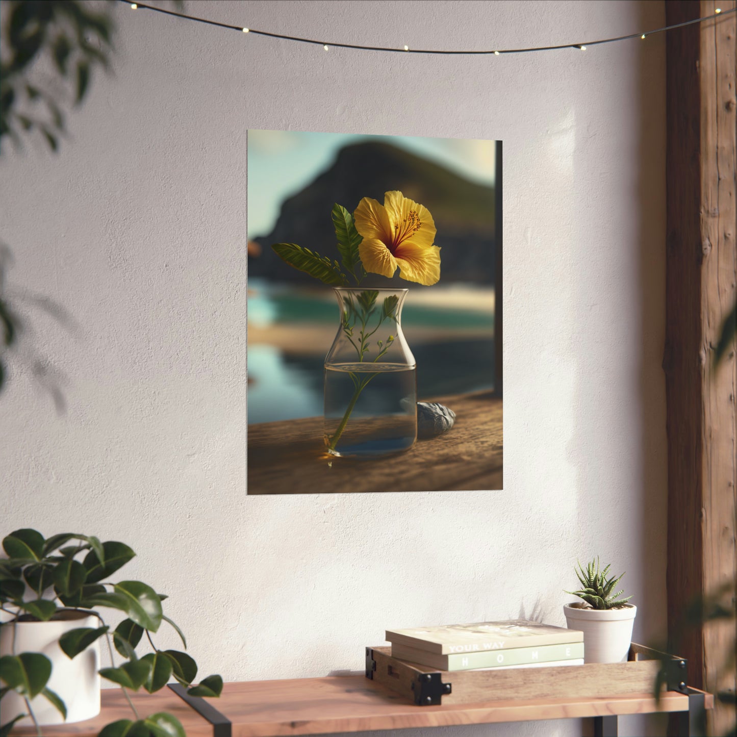 Premium Matte Vertical Posters Yellow Hibiscus Wood 4