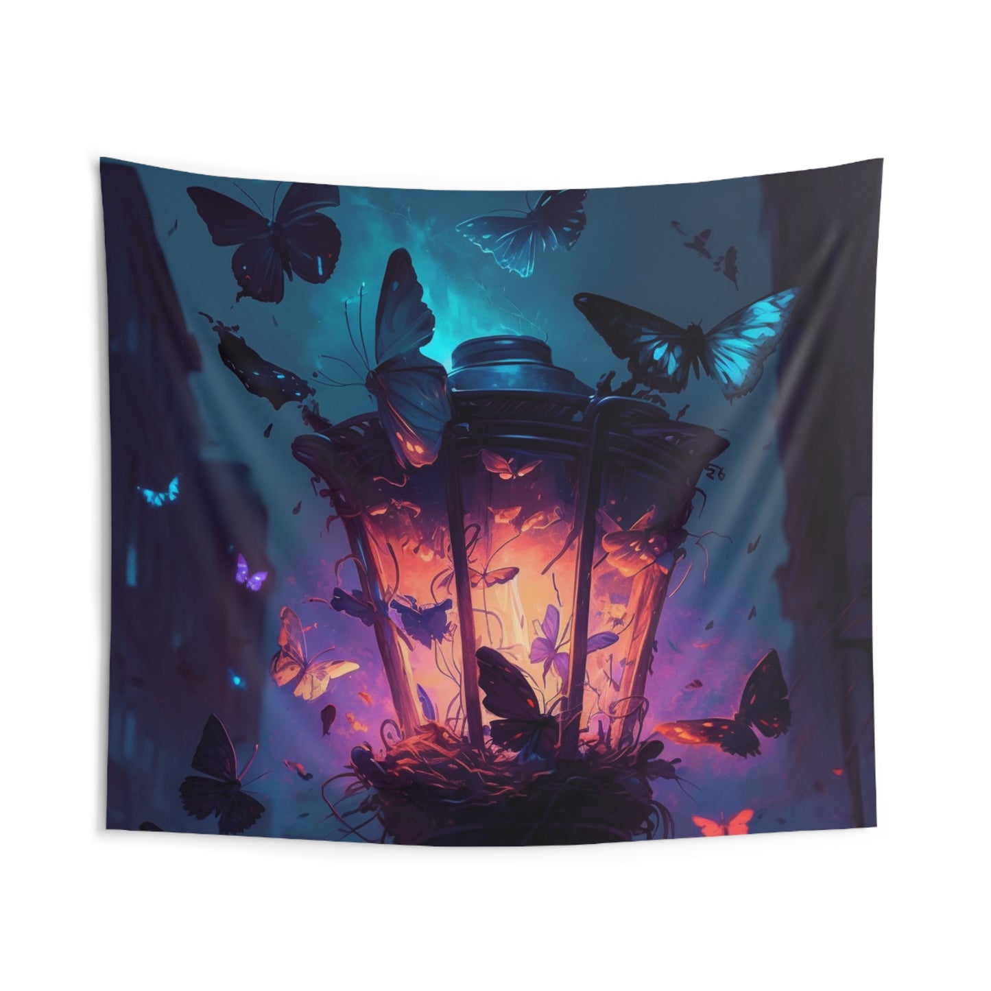 Indoor Wall Tapestries Street Light Butterfly 3