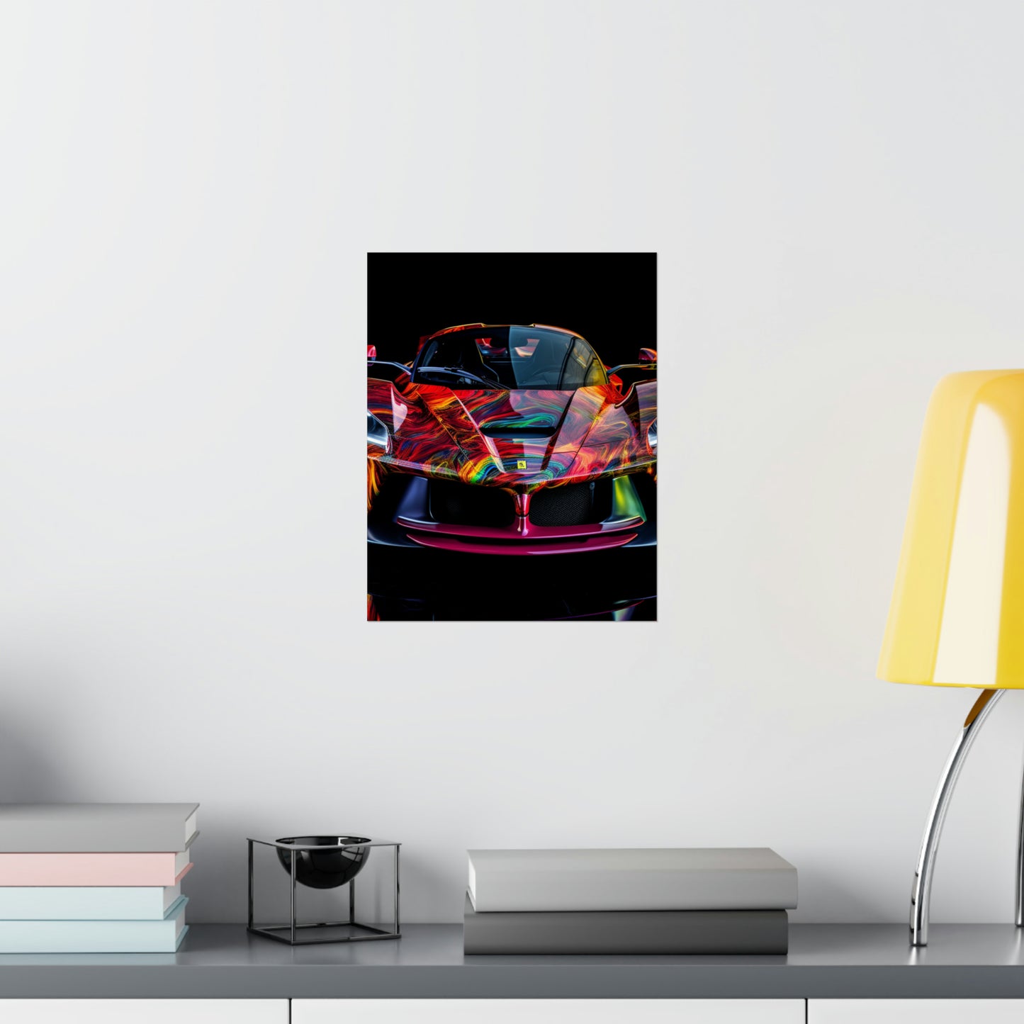 Premium Matte Vertical Posters Ferrari Neon 3