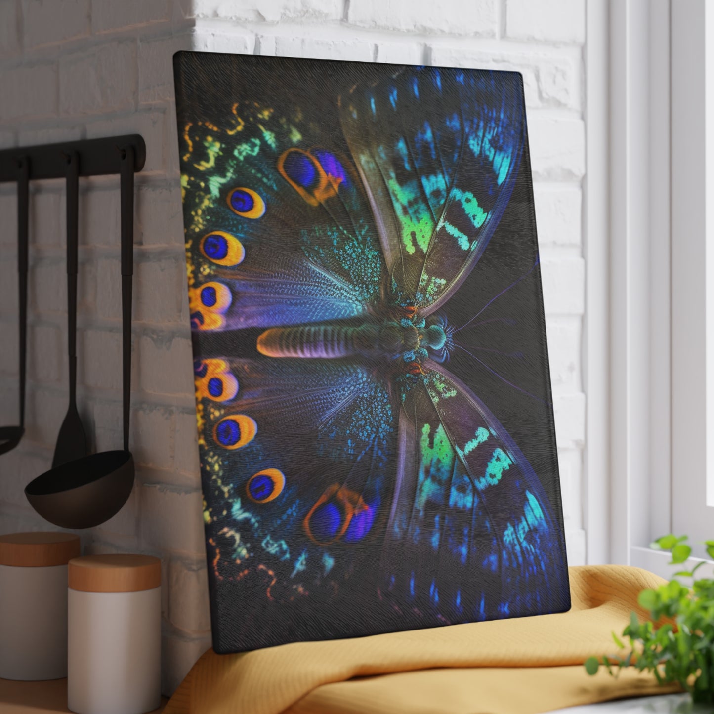 Glass Cutting Board Neon Hue Butterfly 3