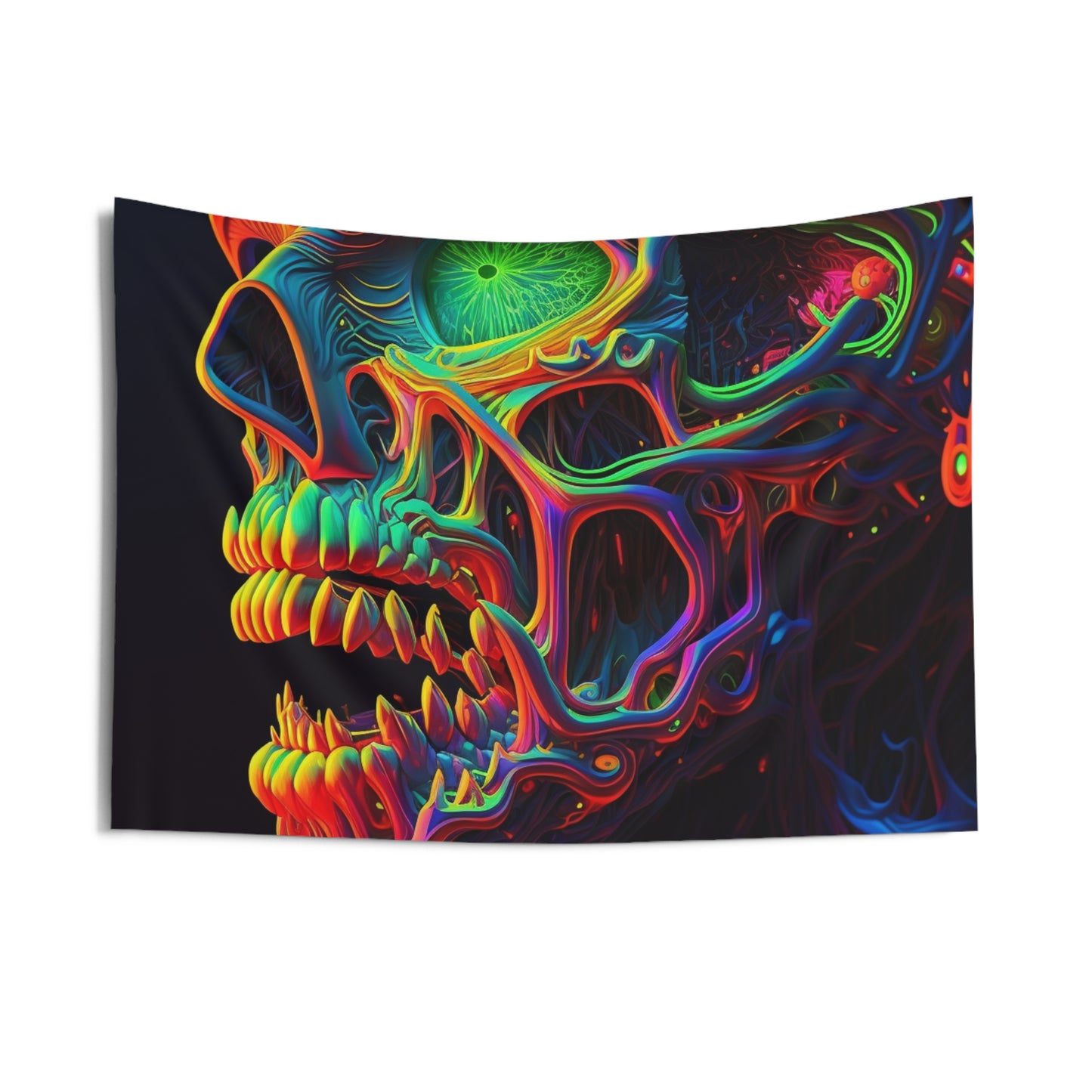 Indoor Wall Tapestries Florescent Skull Death 1