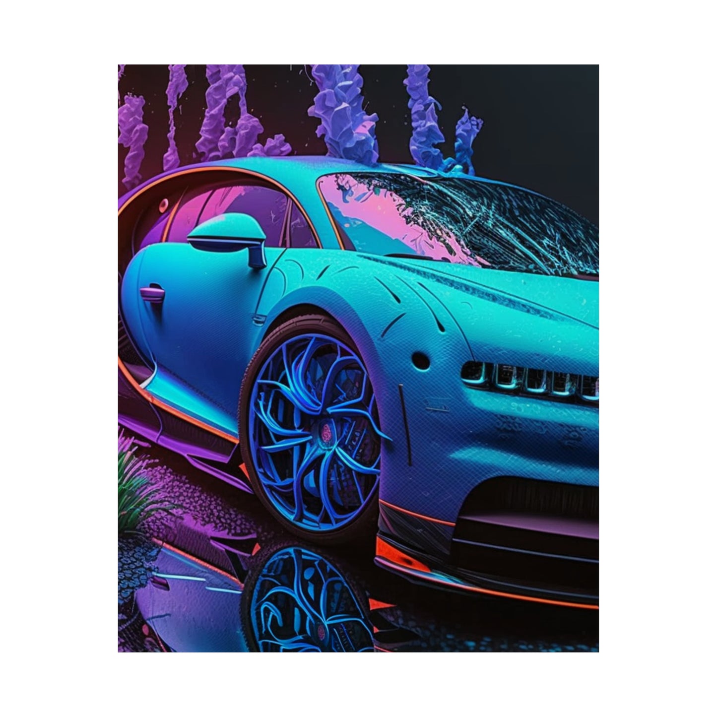 Premium Matte Vertical Posters Bugatti Neon Chiron 2