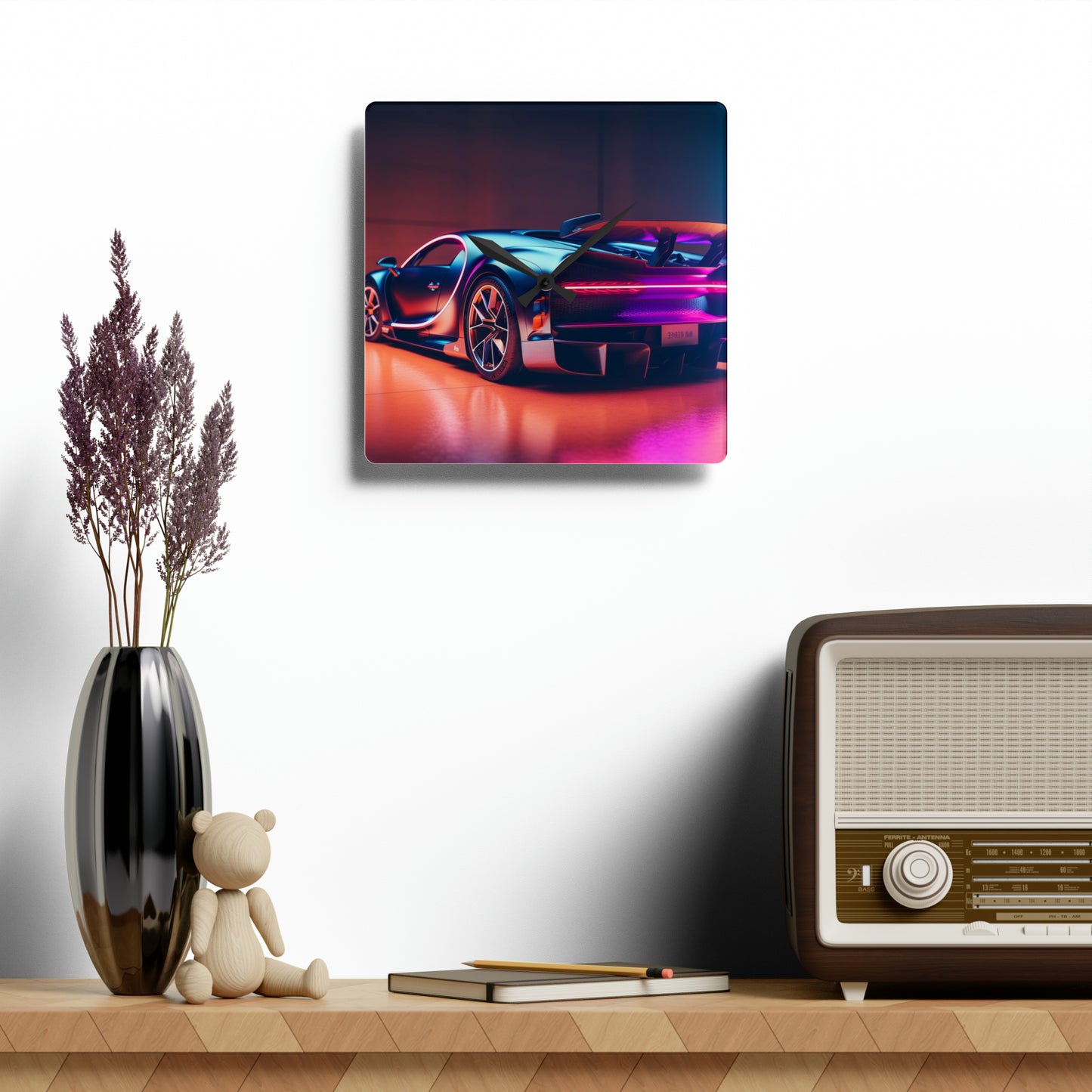Acrylic Wall Clock Hyper Bugatti Neon Chiron 2