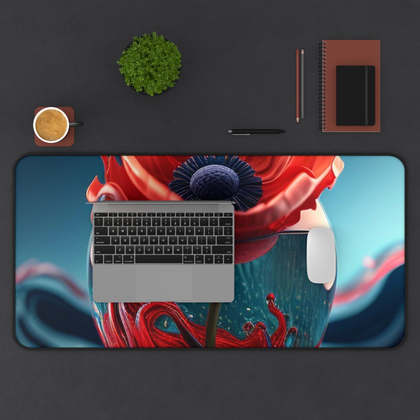 Desk Mat Red Anemone in a Vase 2