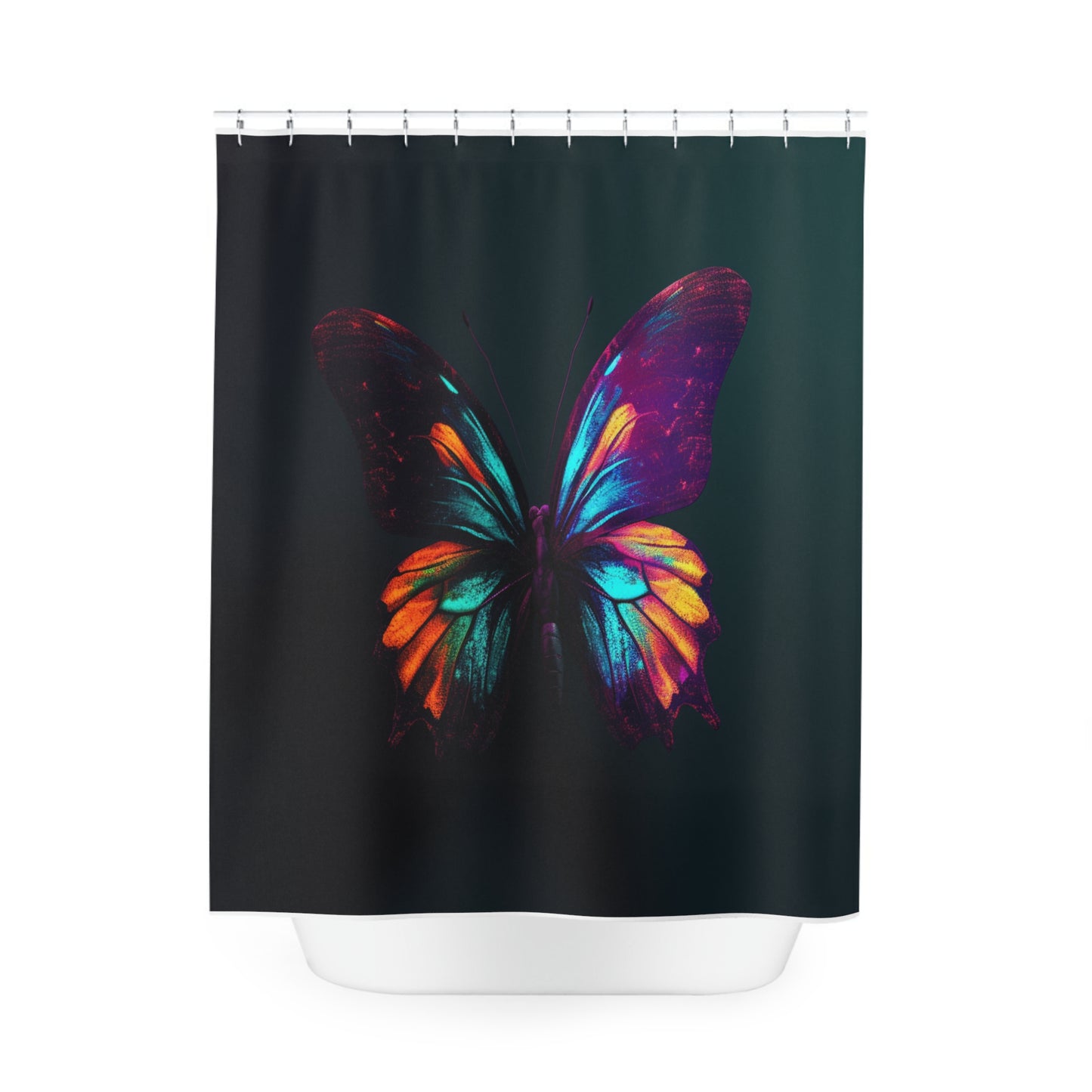 Polyester Shower Curtain Hyper Colorful Butterfly Macro 4