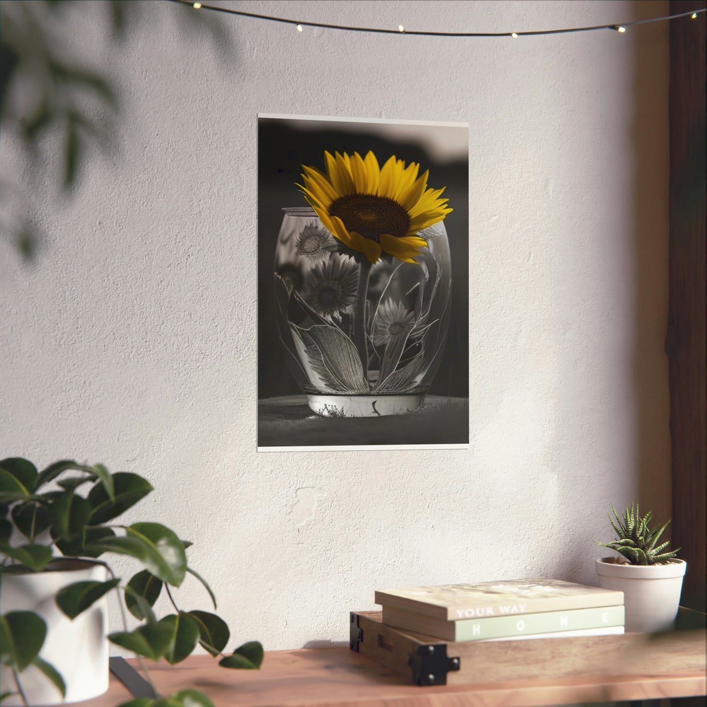 Premium Matte Vertical Posters Yellw Sunflower in a vase 1